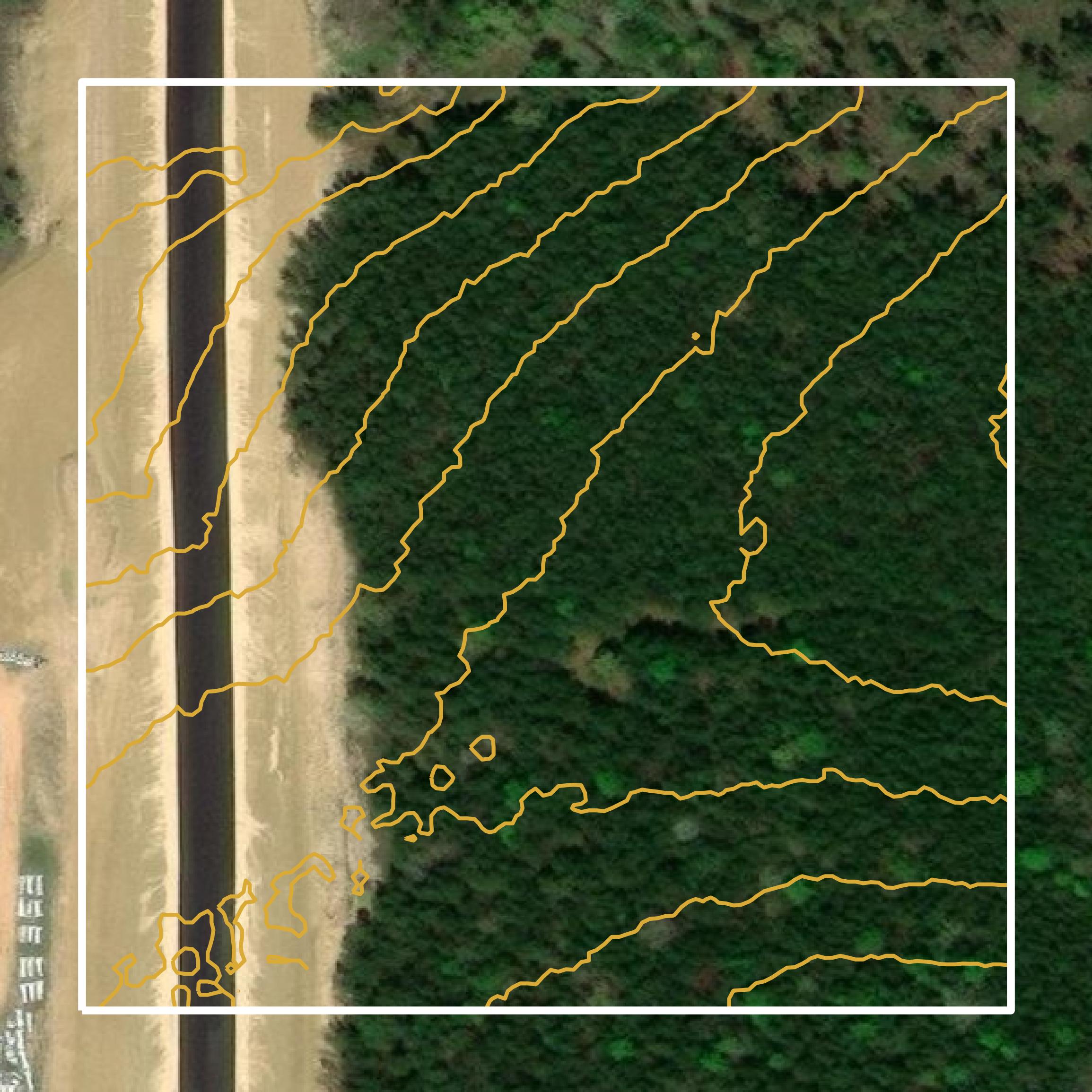 This image shows a contour map in Rankin County created using GIS data in Equator.