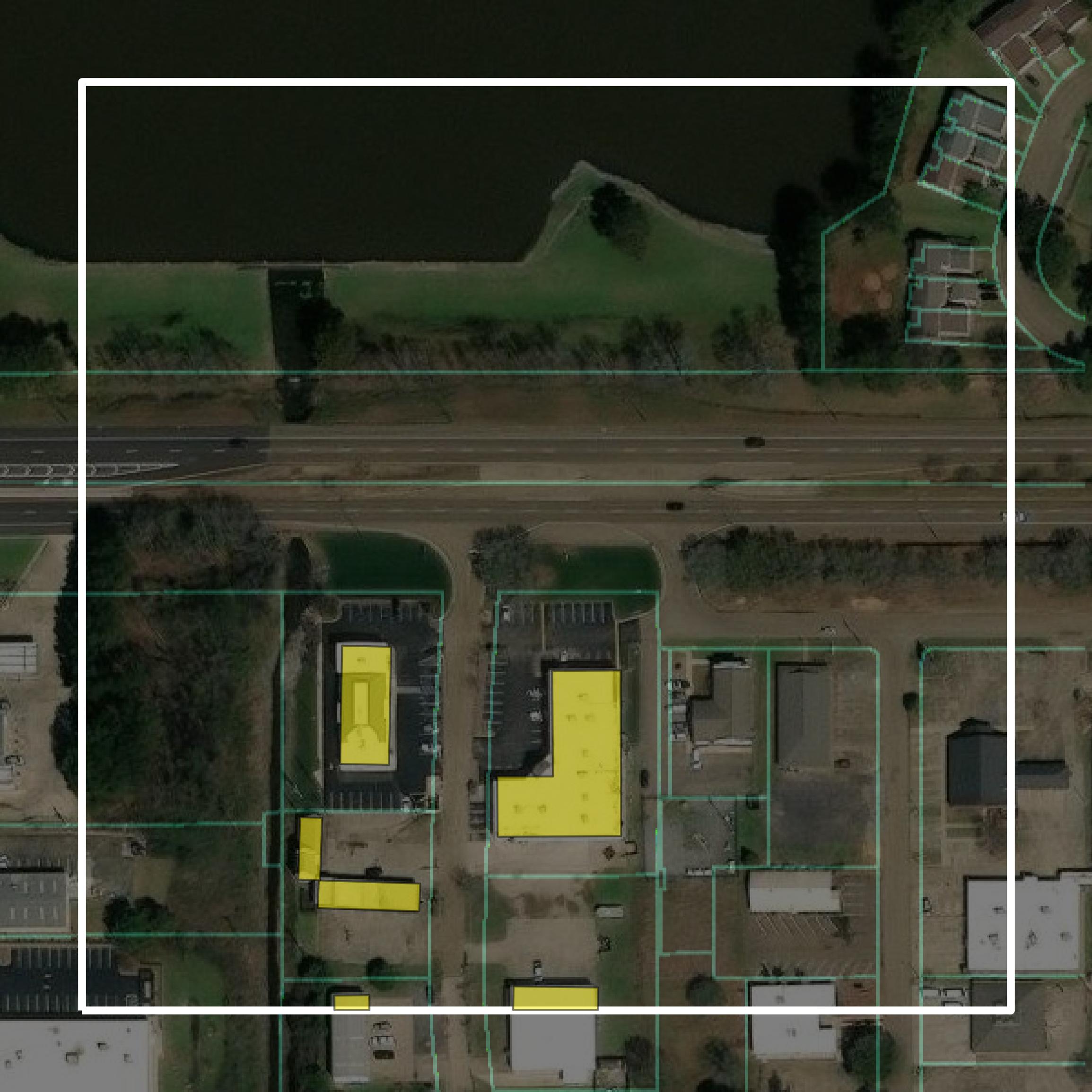 This image shows parcel and building data in Rankin County created using GIS data in Equator.