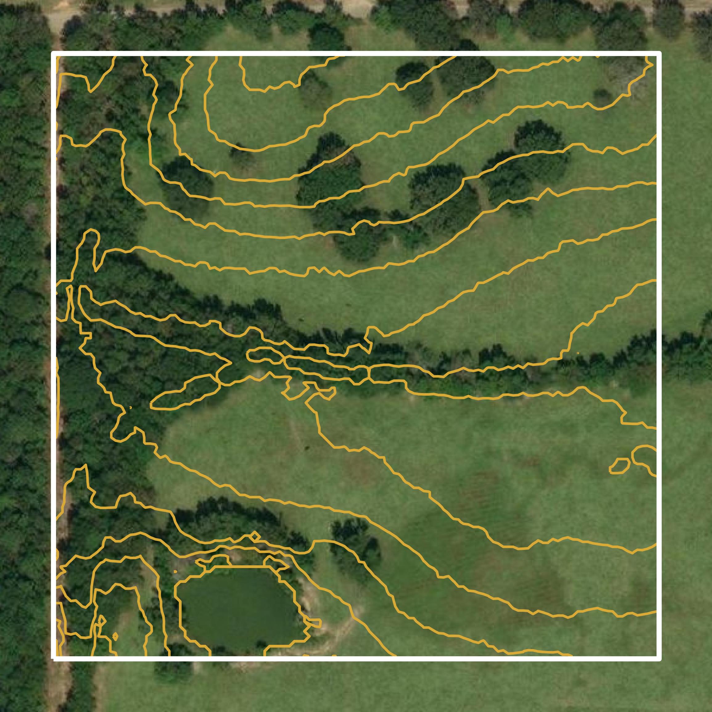 This image shows a contour map in Scott County created using GIS data in Equator.