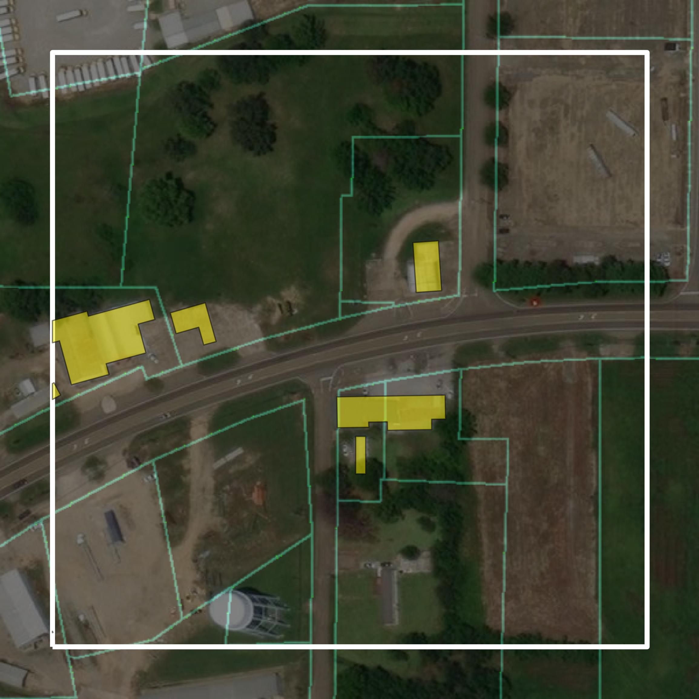 This image shows parcel and building data in Scott County created using GIS data in Equator.