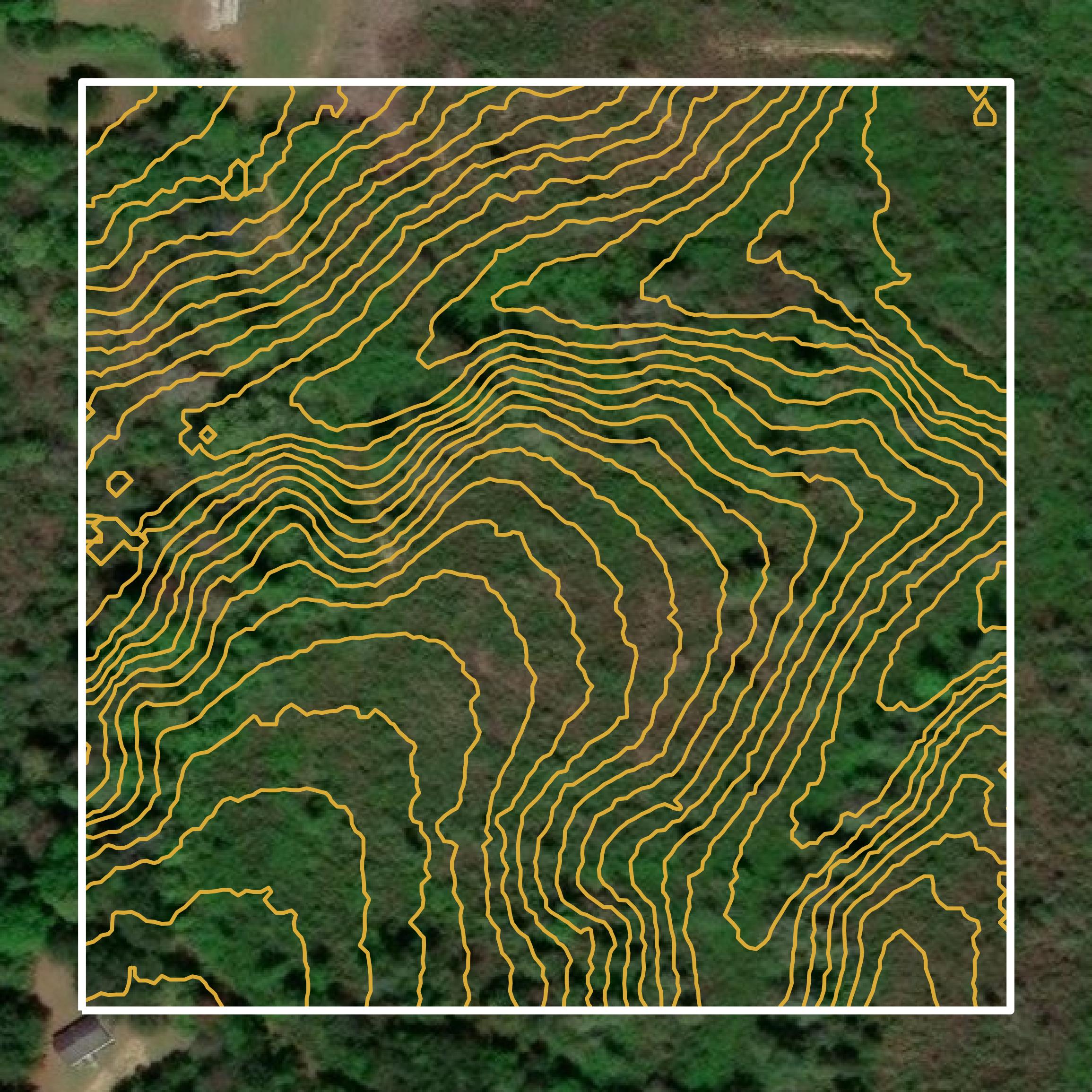 This image shows a contour map in Simpson County created using GIS data in Equator.