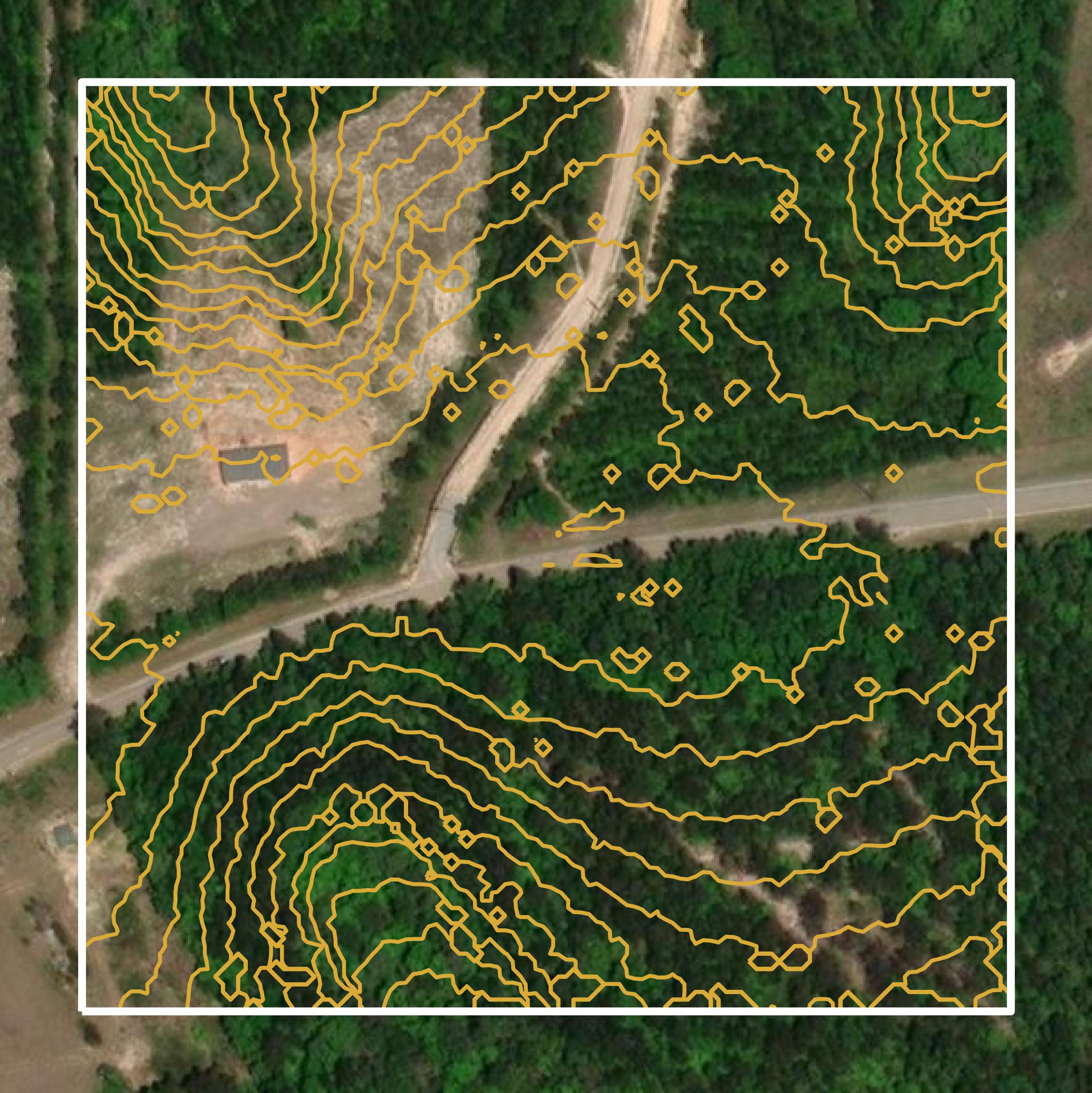 This image shows a contour map in Stone County created using GIS data in Equator.