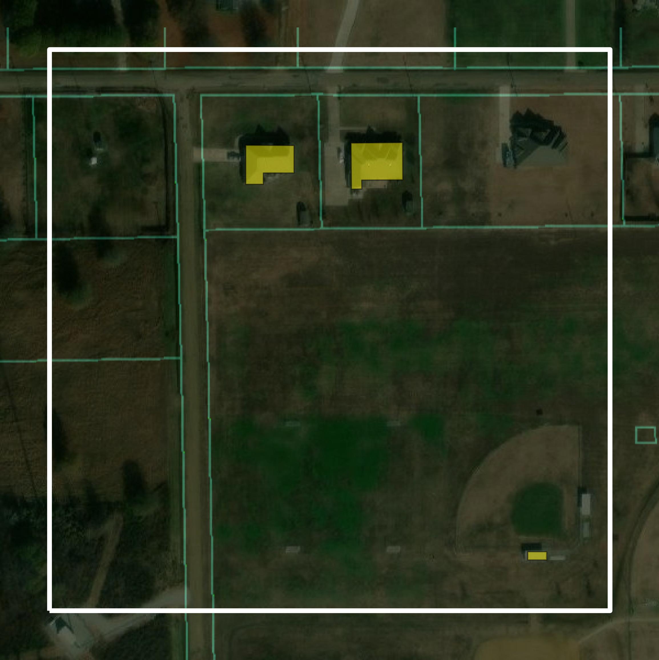 This image shows parcel and building data in Sunflower County created using GIS data in Equator.