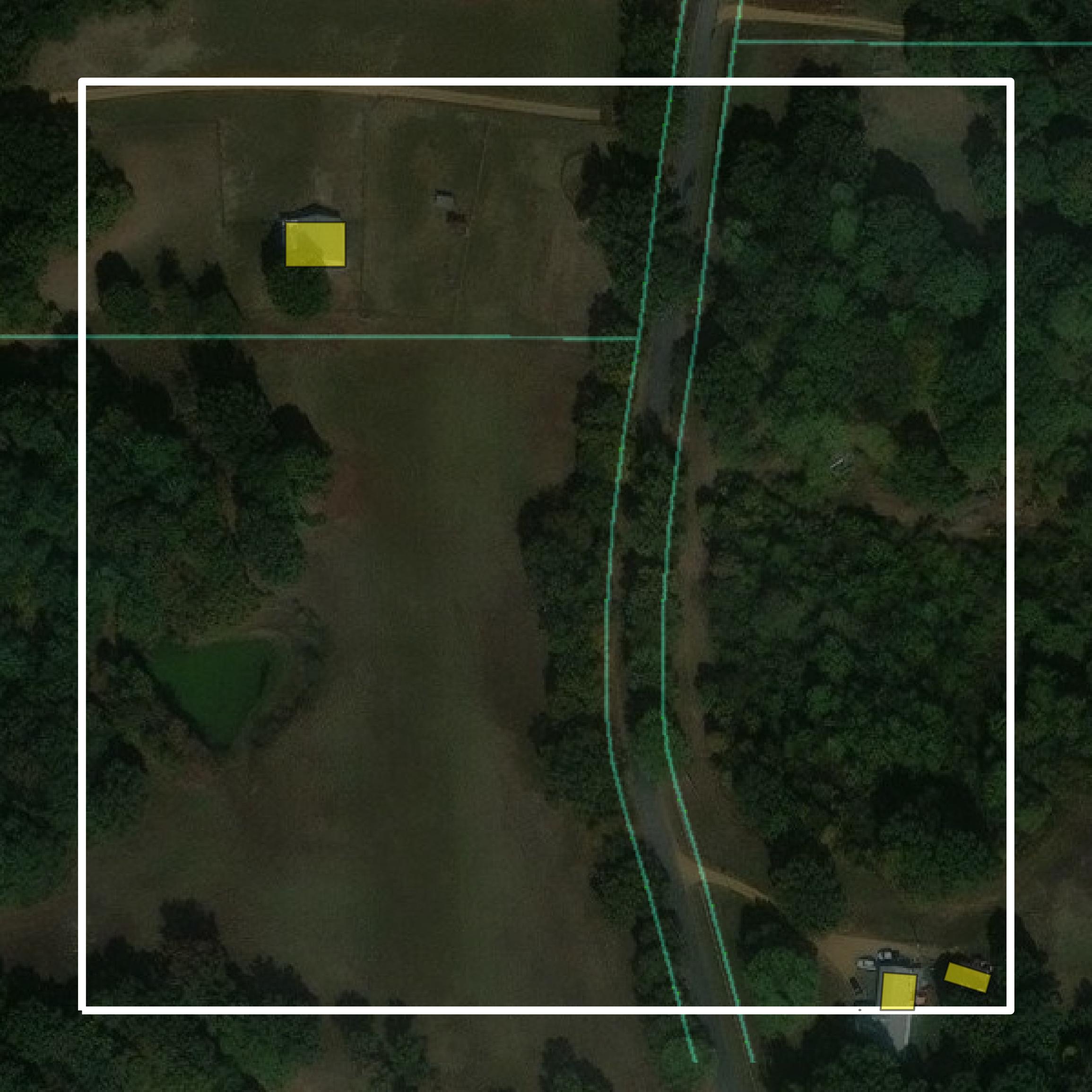 This image shows parcel and building data in Tate County created using GIS data in Equator.