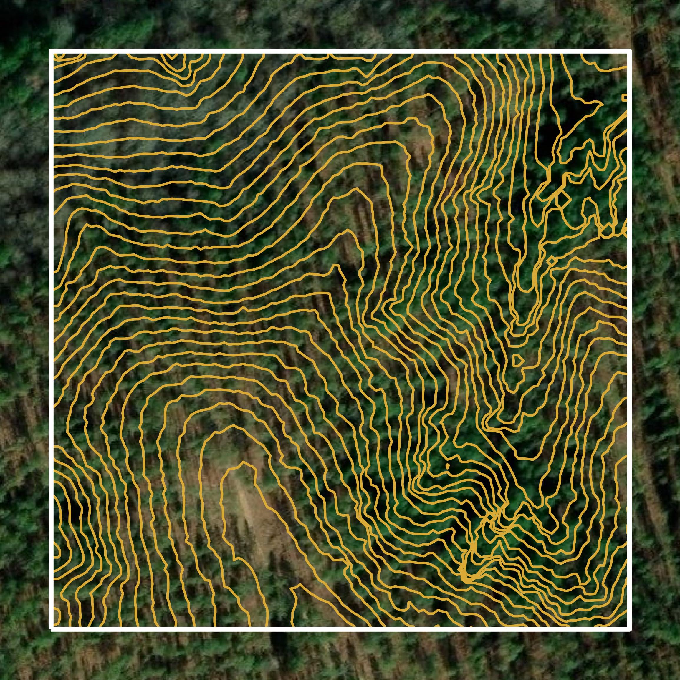 This image shows a contour map in Tippah County created using GIS data in Equator.