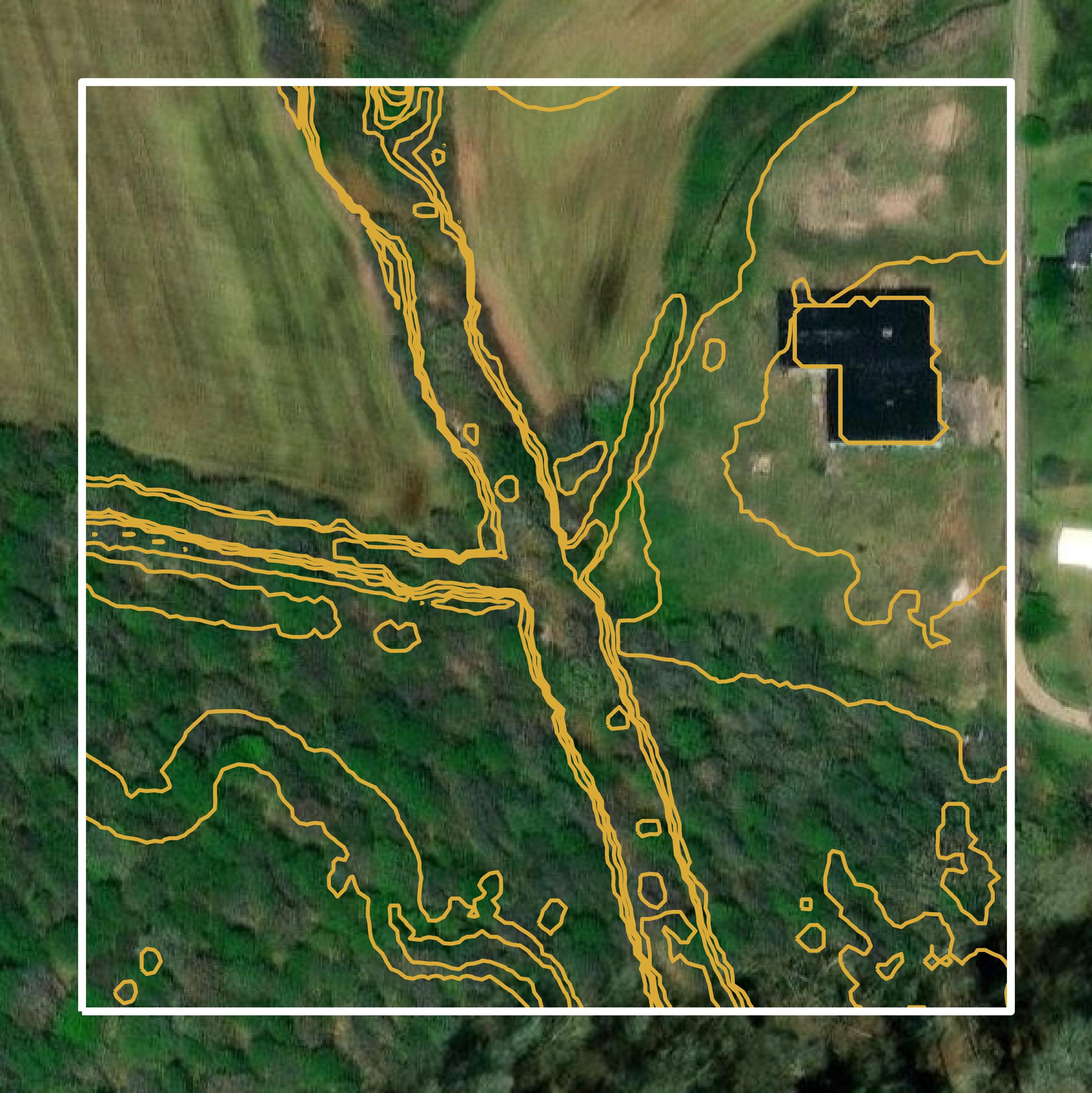 This image shows a contour map in Tippah County created using GIS data in Equator.