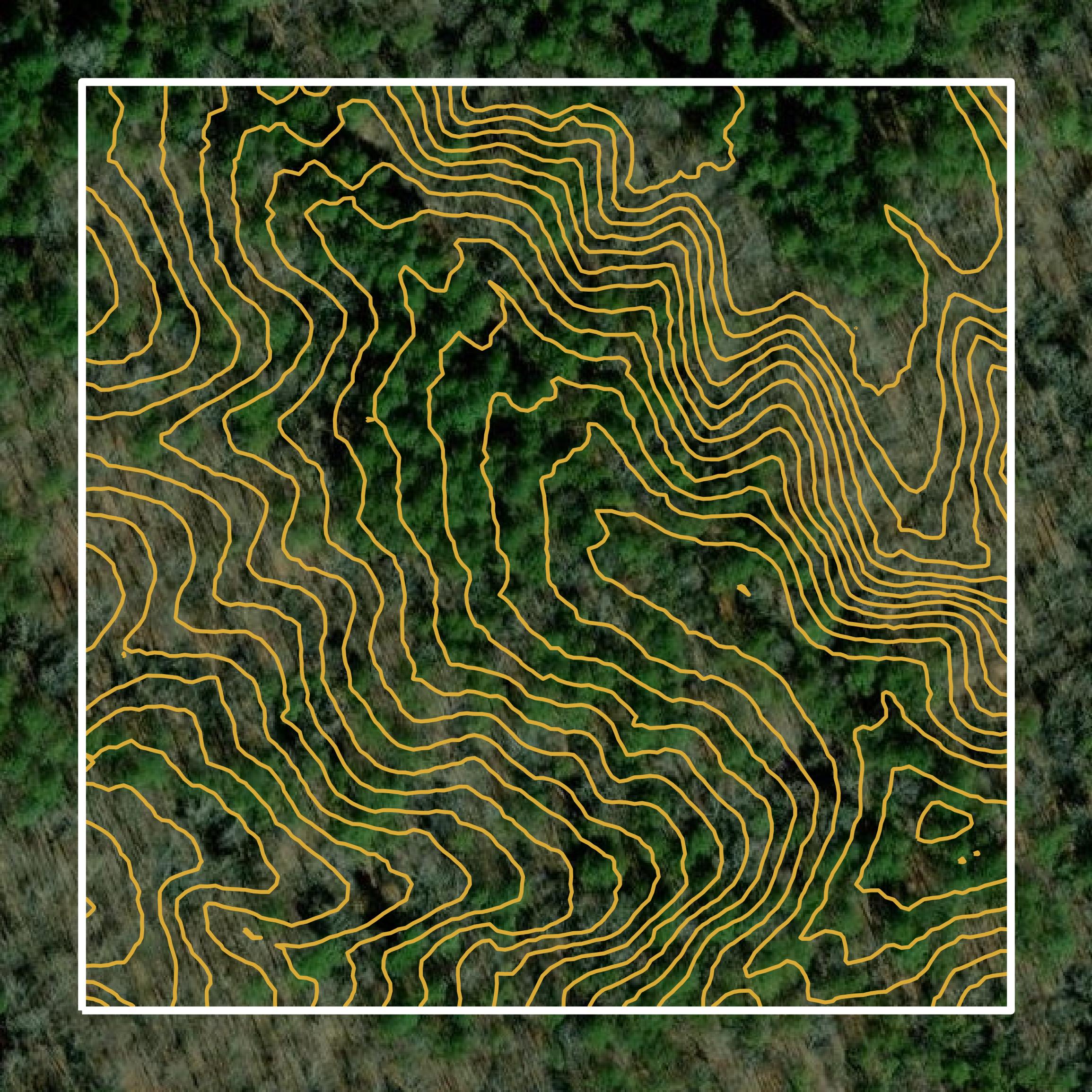 This image shows a contour map in Tishomingo County created using GIS data in Equator.