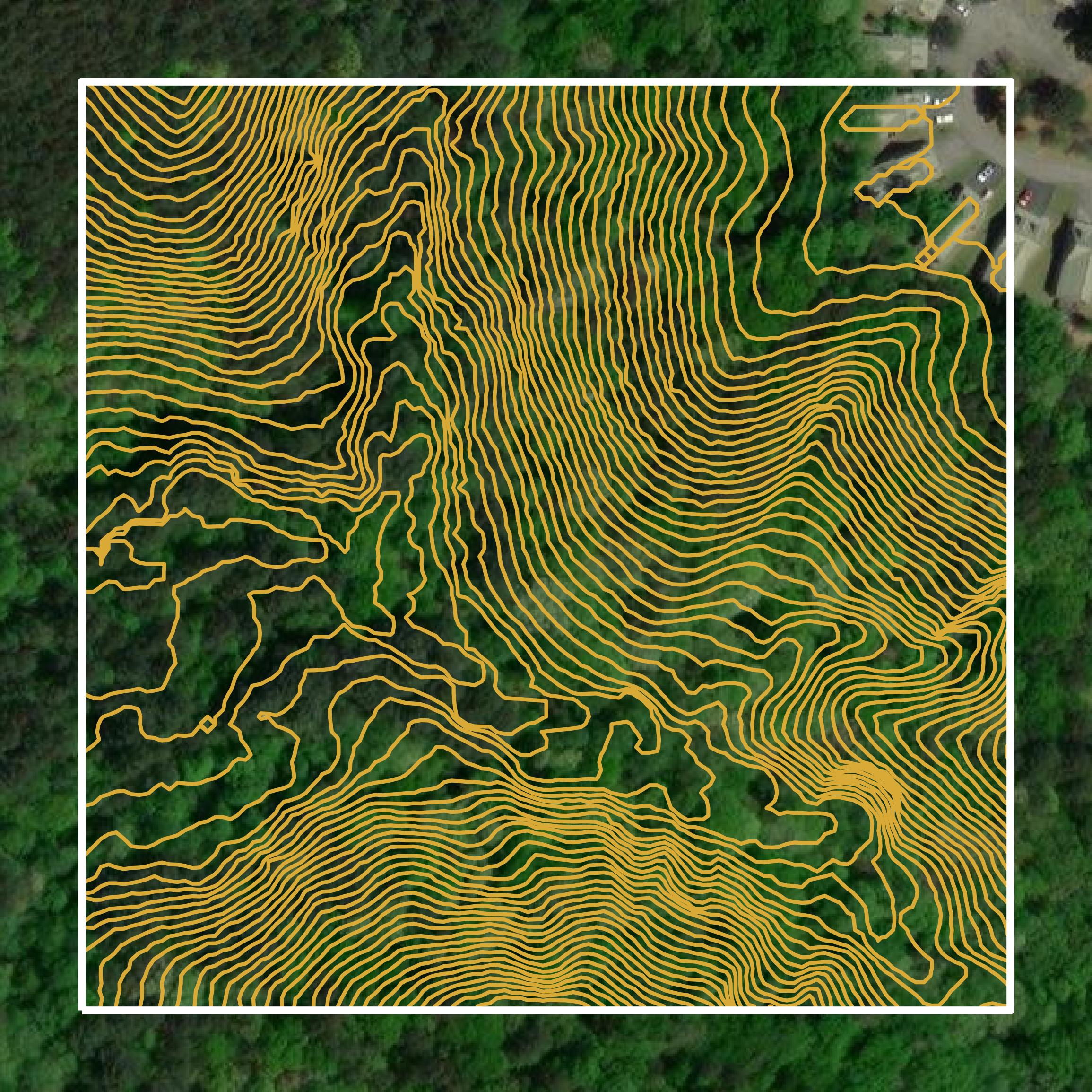 This image shows a contour map in Tishomingo County created using GIS data in Equator.