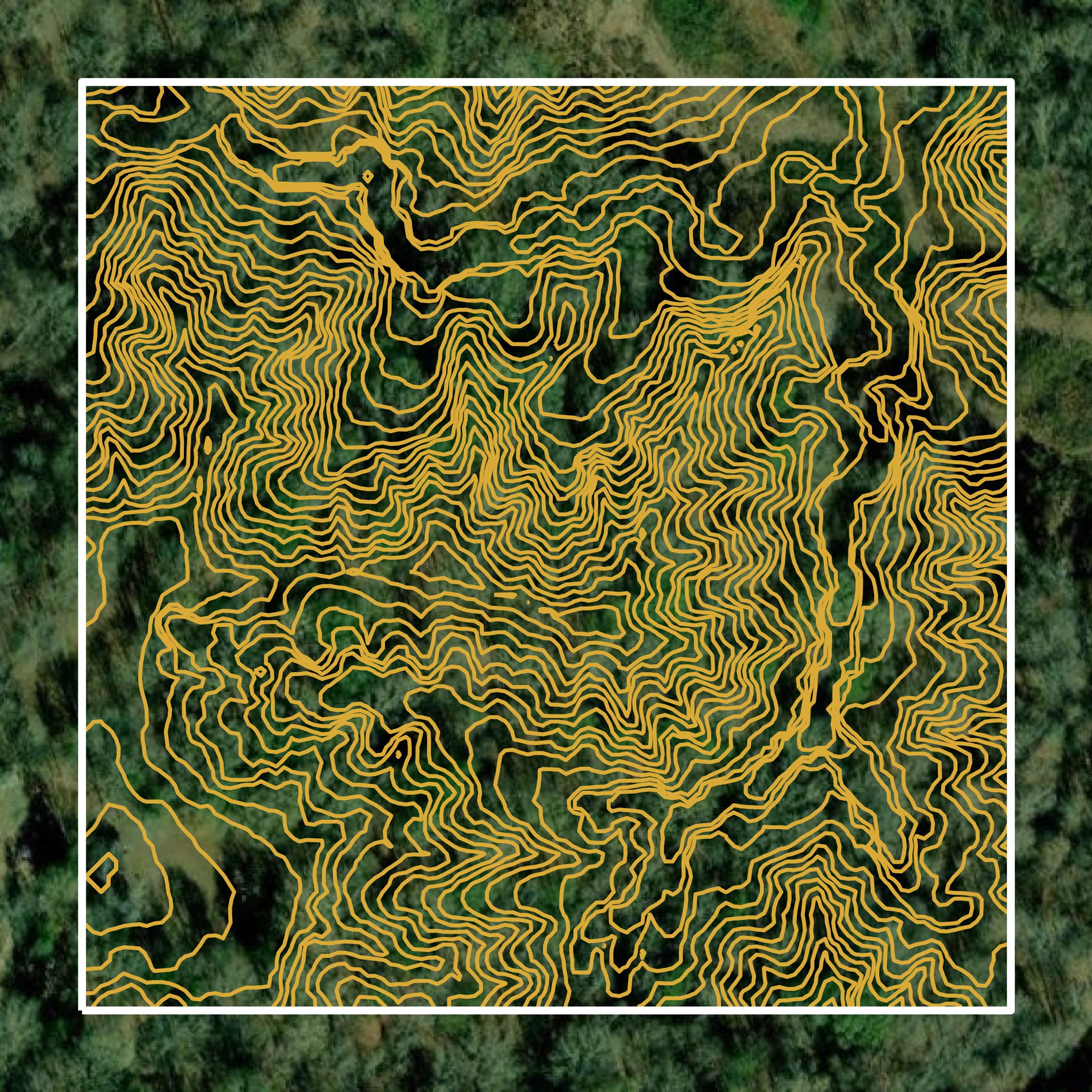This image shows a contour map in Warren County created using GIS data in Equator.