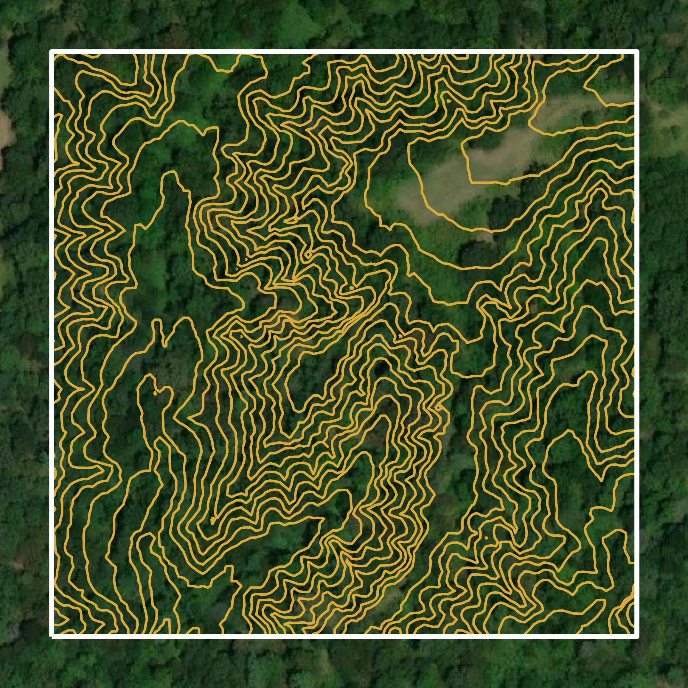 This image shows a contour map in Warren County created using GIS data in Equator.