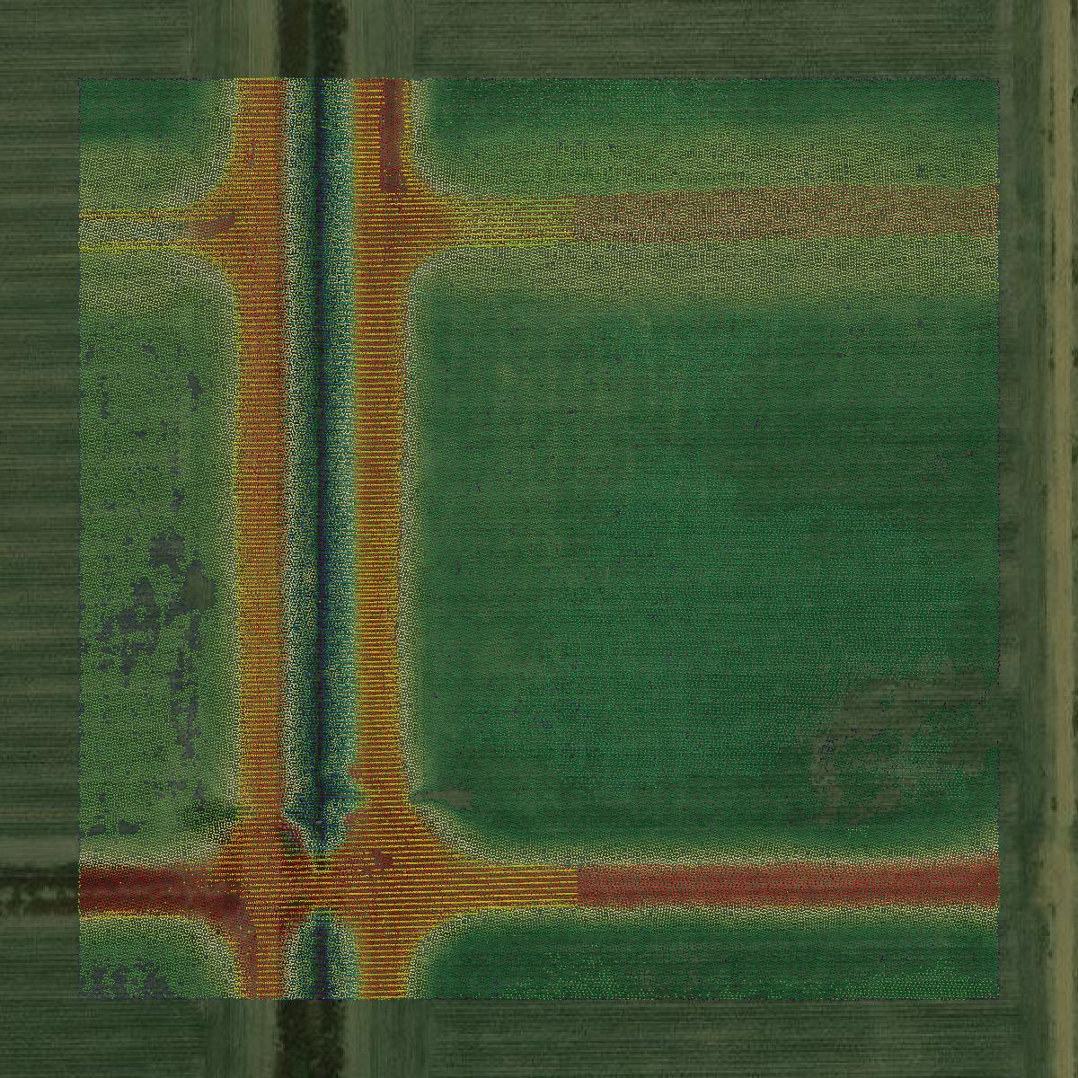 This image shows a LiDAR point cloud in Washington County created using GIS data in Equator.