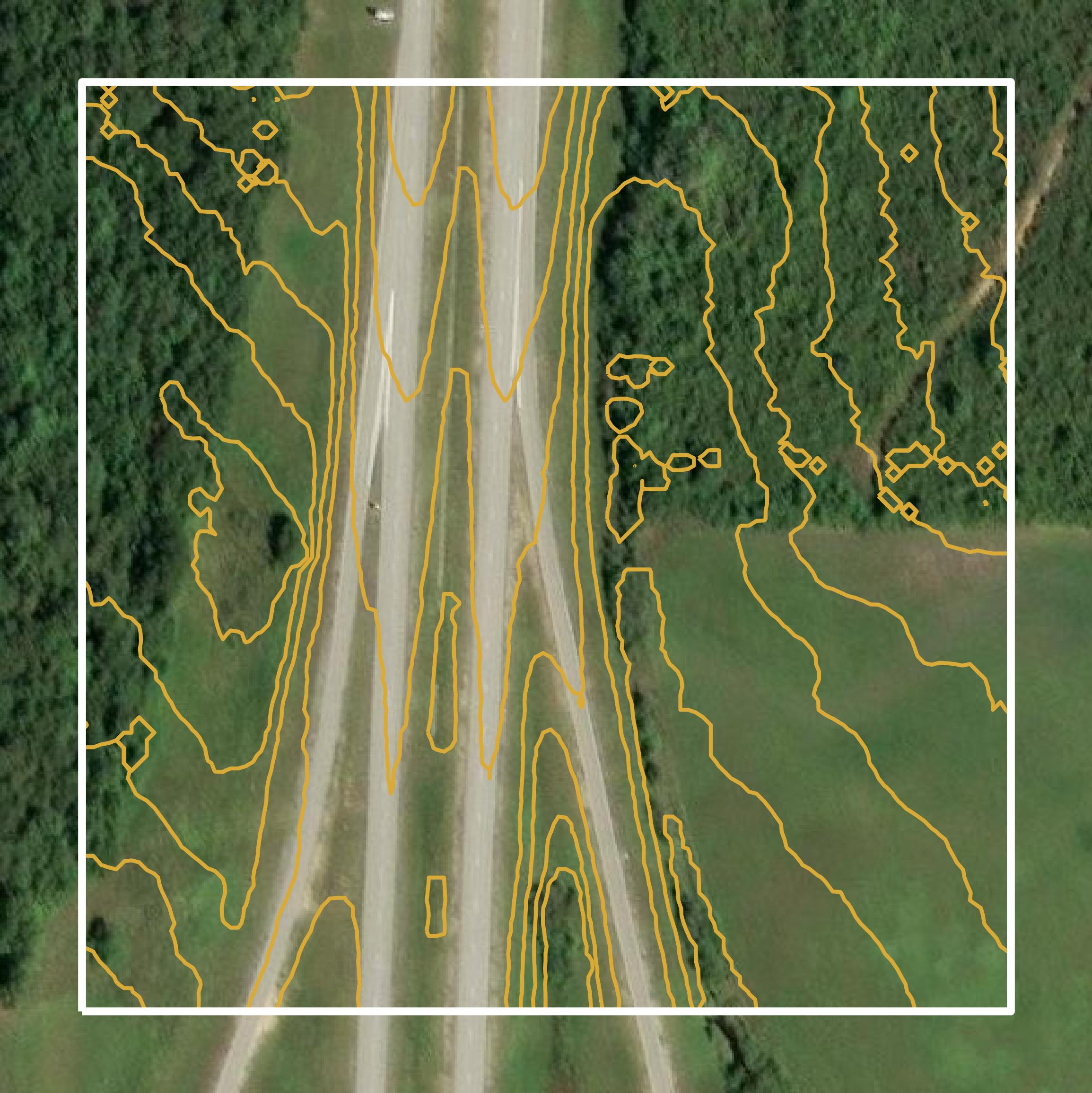This image shows a contour map in Wayne County created using GIS data in Equator.