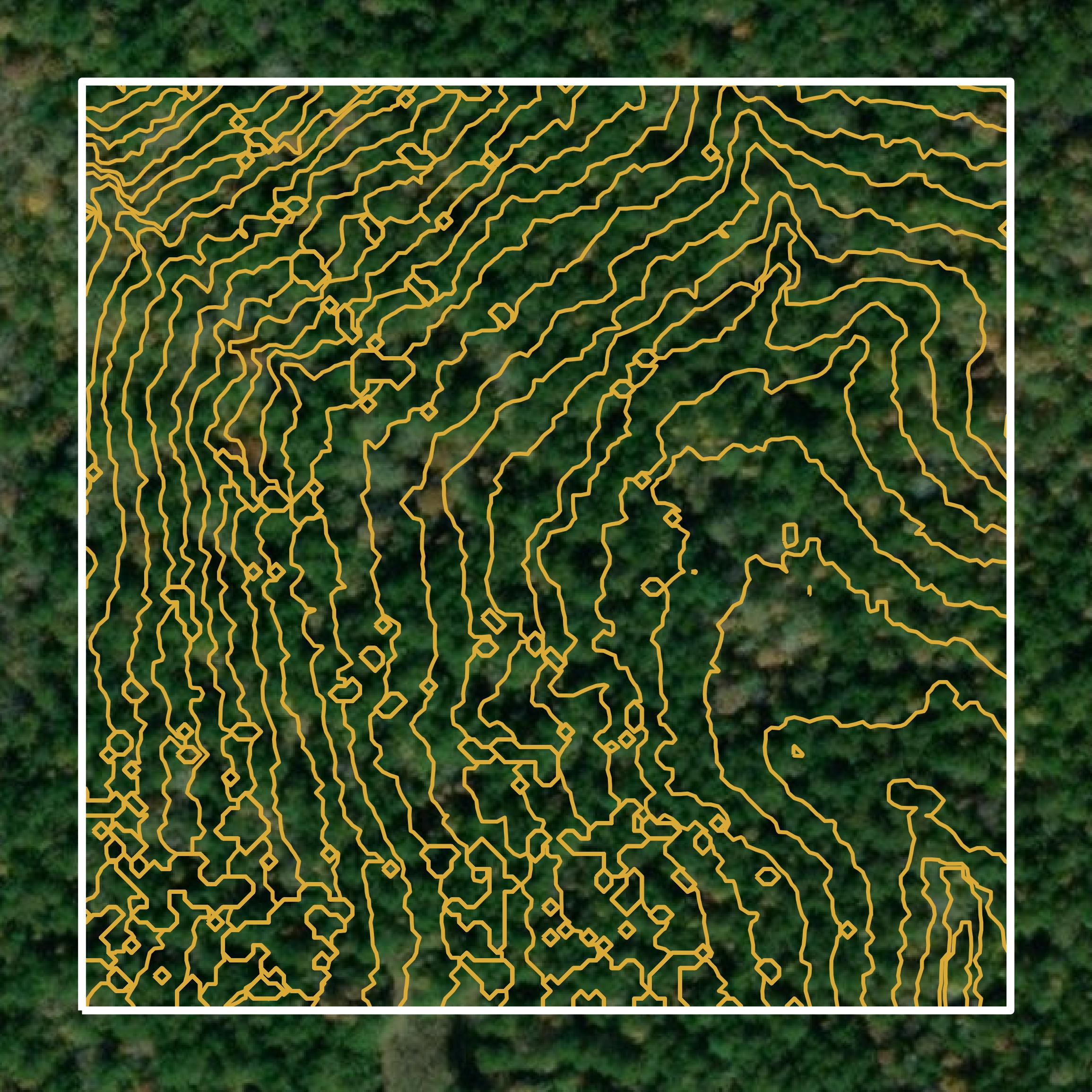 This image shows a contour map in Wayne County created using GIS data in Equator.