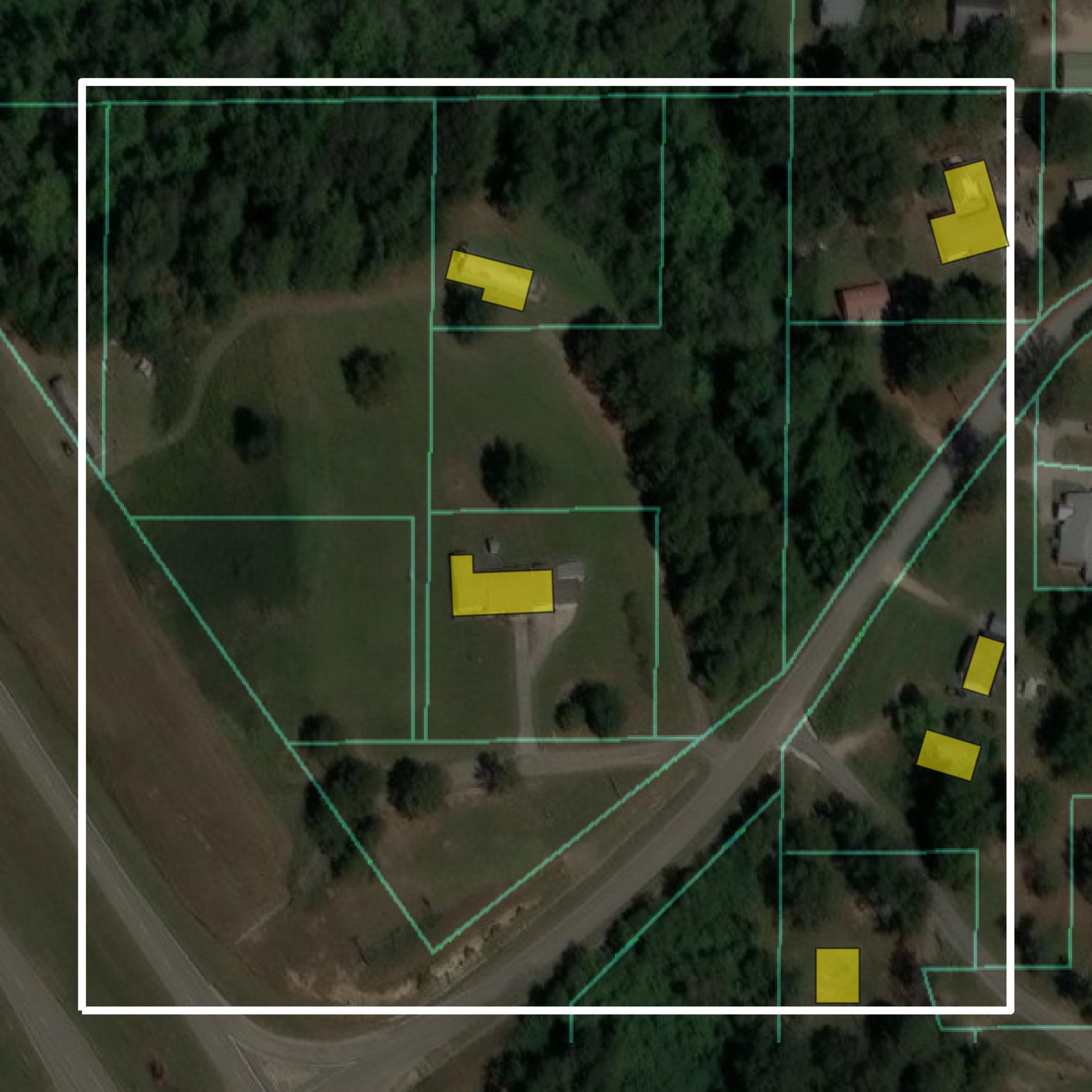 This image shows parcel and building data in Wayne County created using GIS data in Equator.