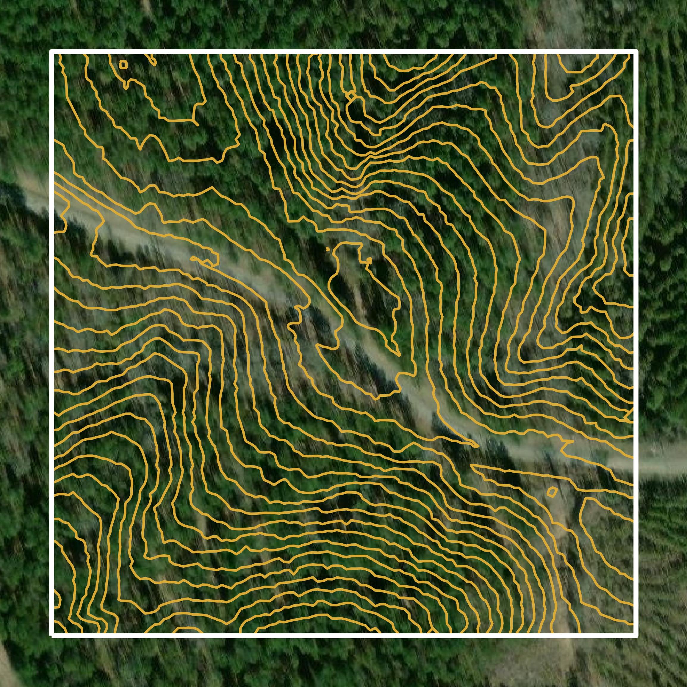 This image shows a contour map in Webster County created using GIS data in Equator.