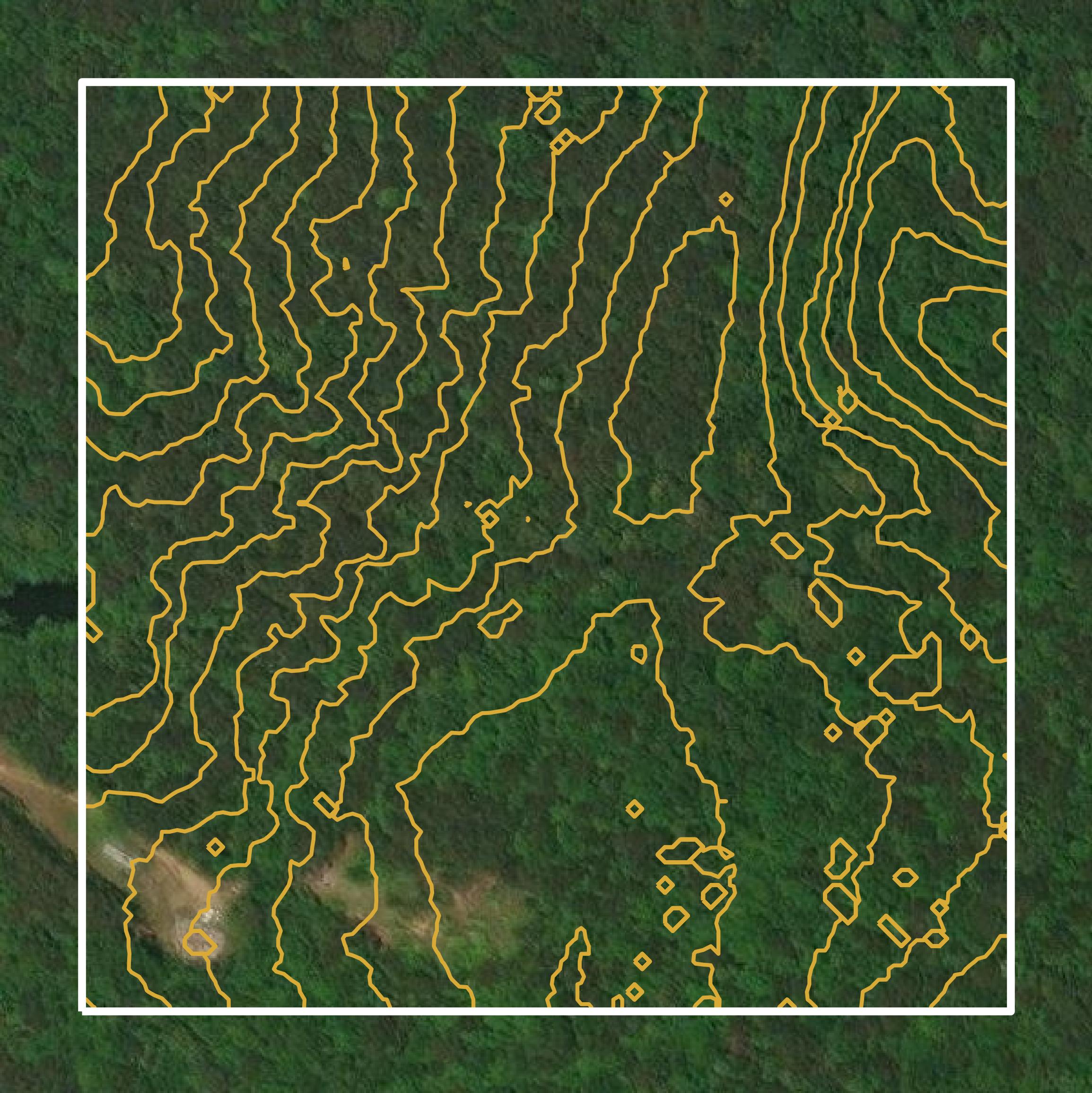 This image shows a contour map in Winston County created using GIS data in Equator.