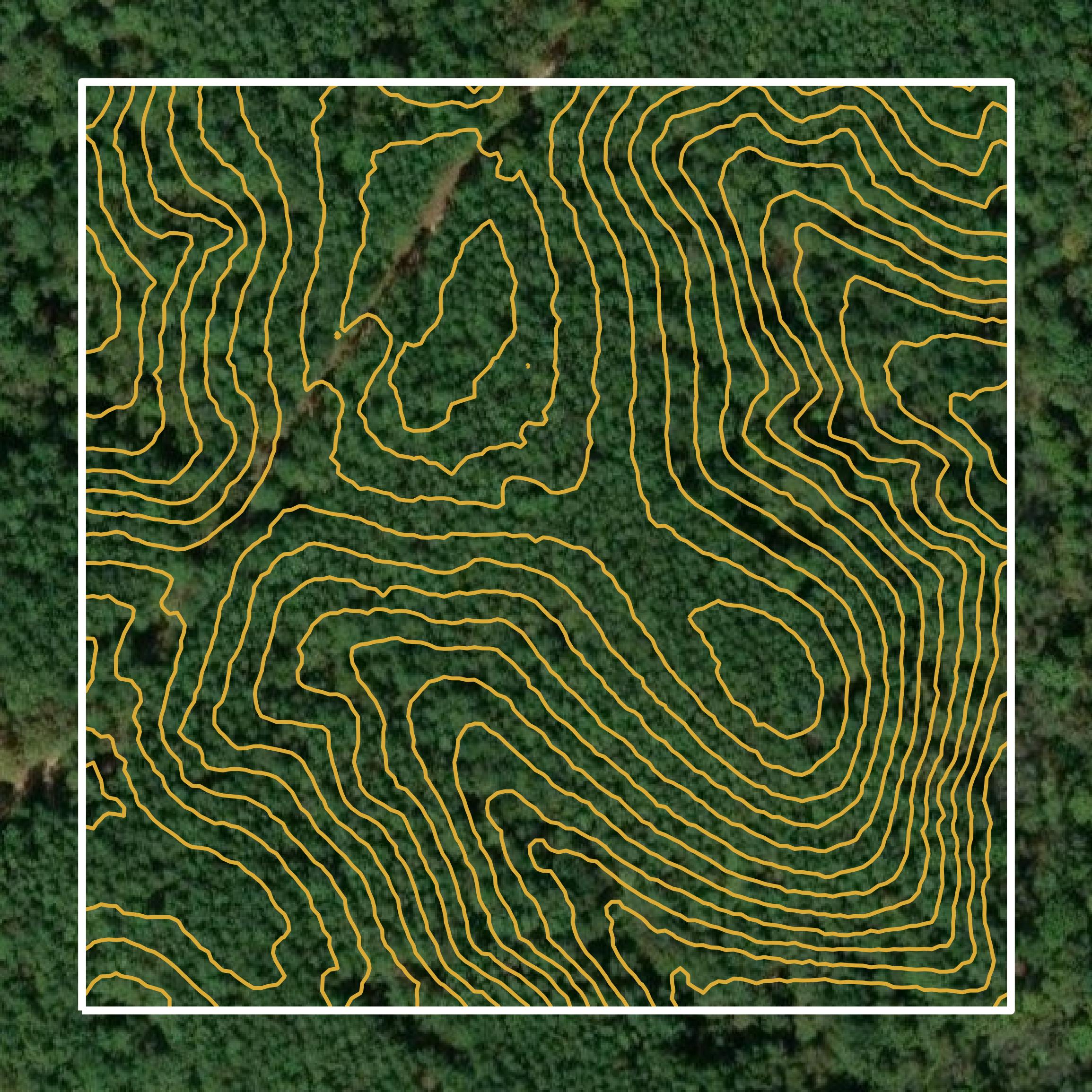 This image shows a contour map in Yalobusha County created using GIS data in Equator.