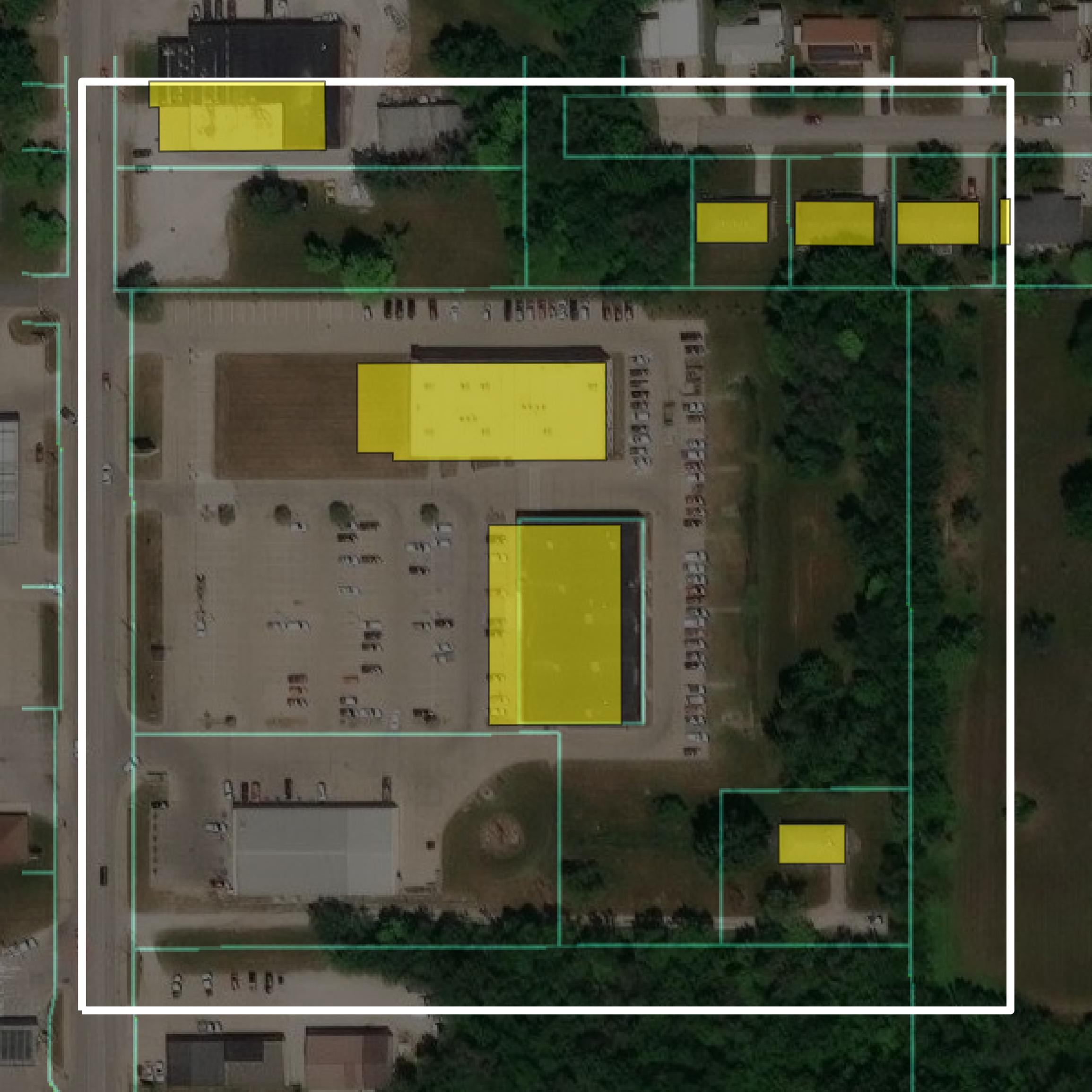This image shows parcel and building data in Adair County created using GIS data in Equator.