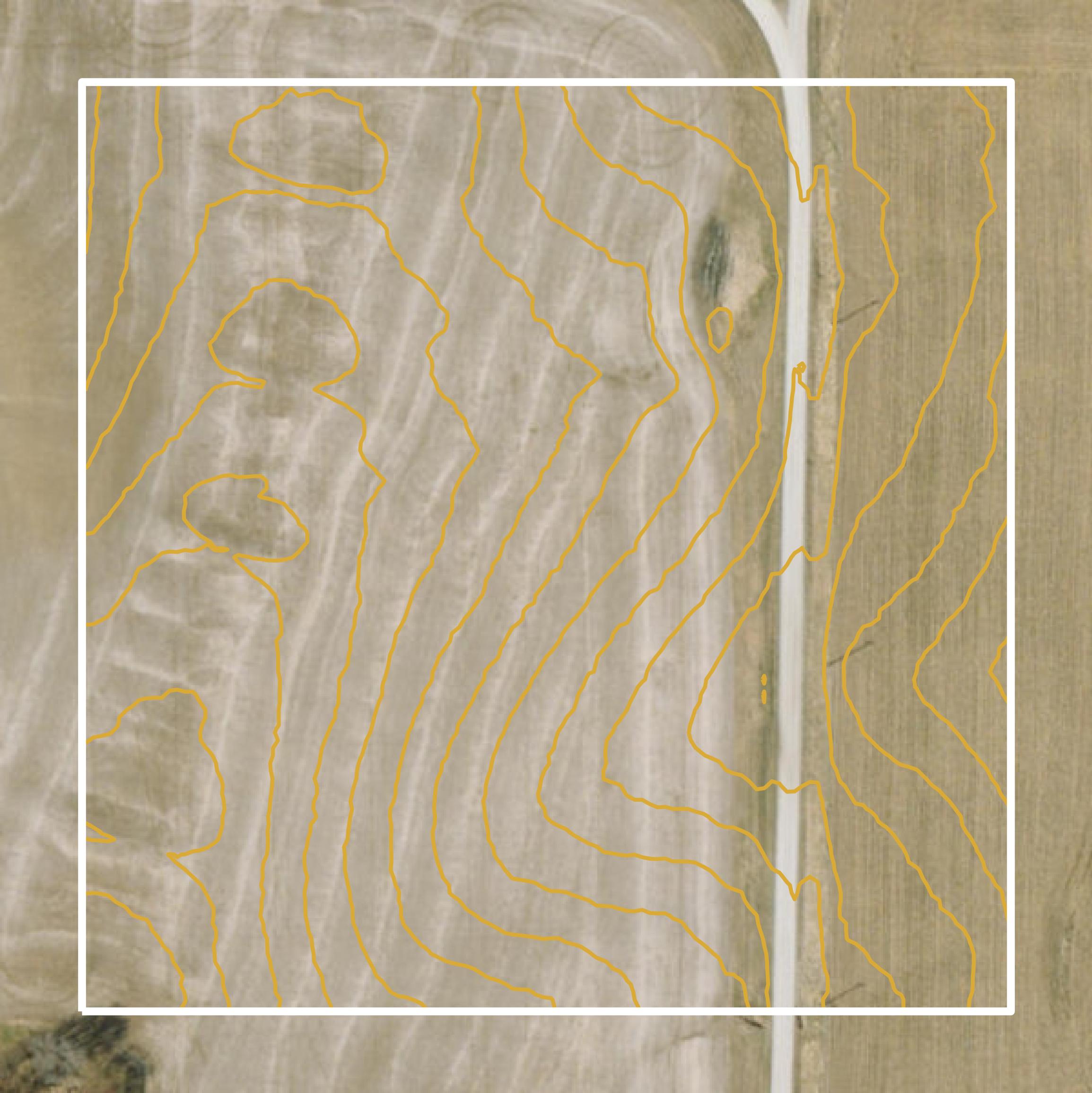 This image shows a contour map in Andrew County created using GIS data in Equator.