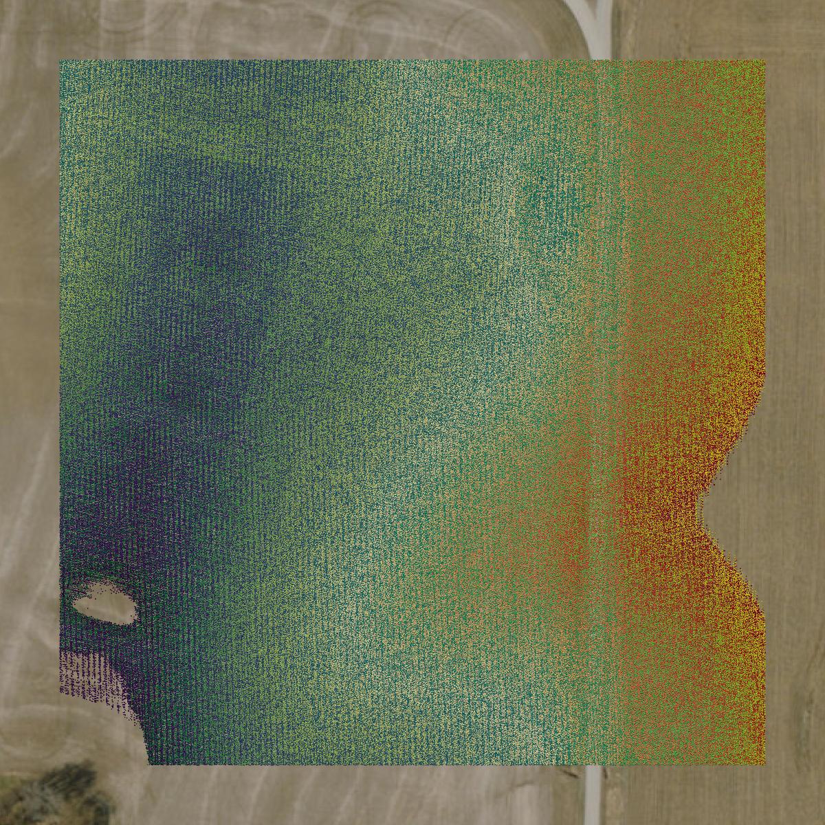 This image shows a LiDAR point cloud in Andrew County created using GIS data in Equator.