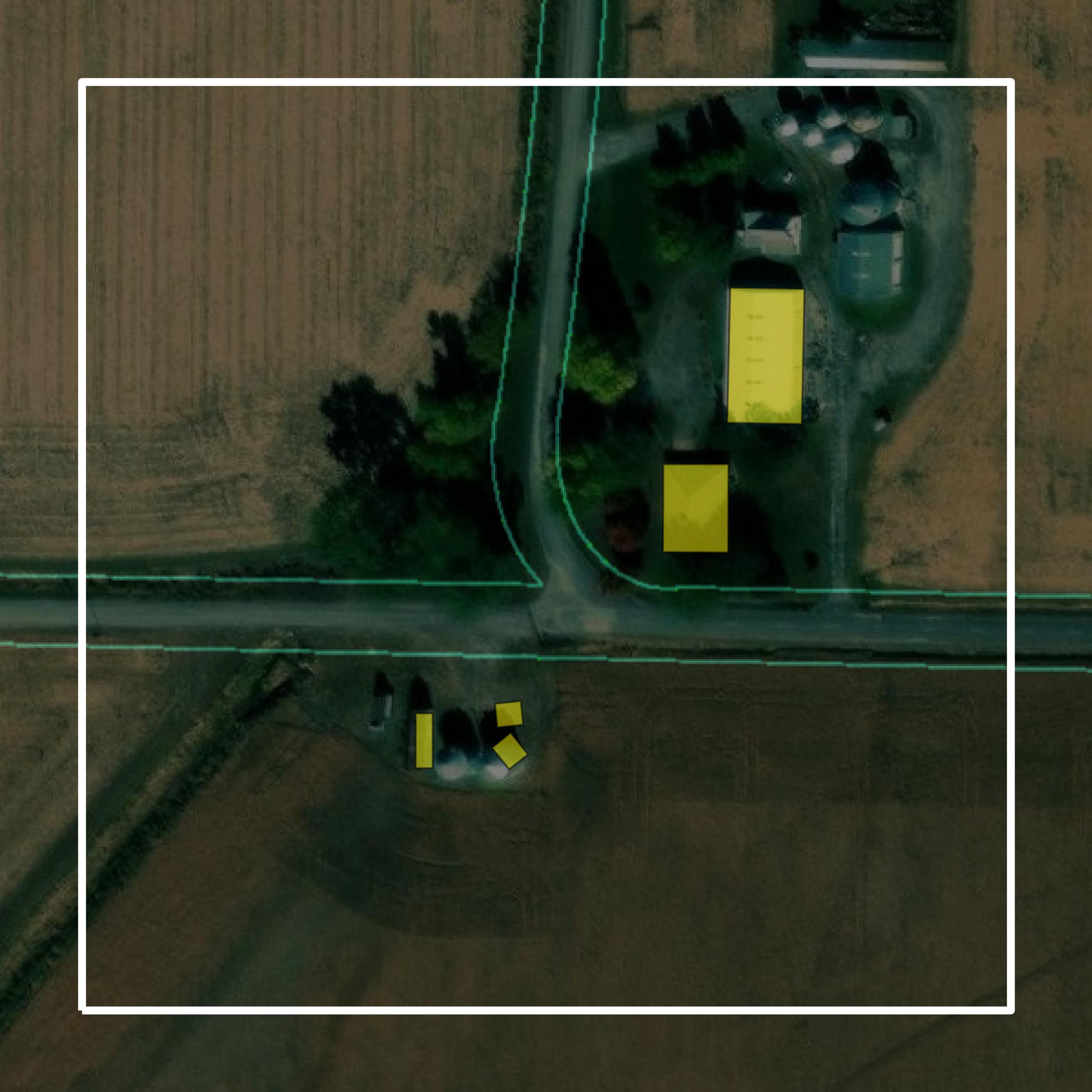 This image shows parcel and building data in Atchison County created using GIS data in Equator.