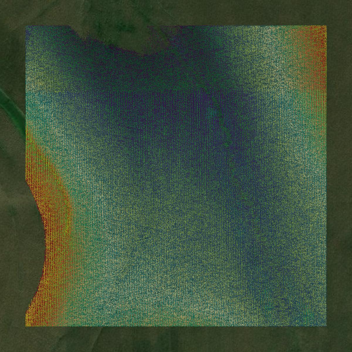 This image shows a LiDAR point cloud in Atchison County created using GIS data in Equator.