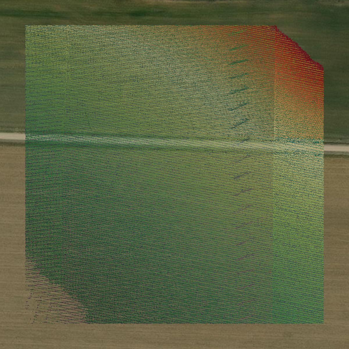 This image shows a LiDAR point cloud in Barton County created using GIS data in Equator.