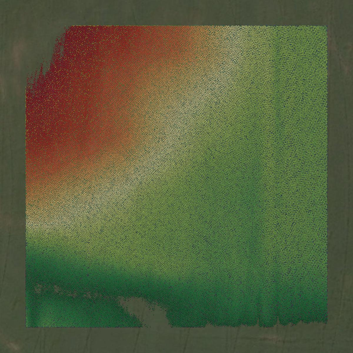 This image shows a LiDAR point cloud in Bates County created using GIS data in Equator.