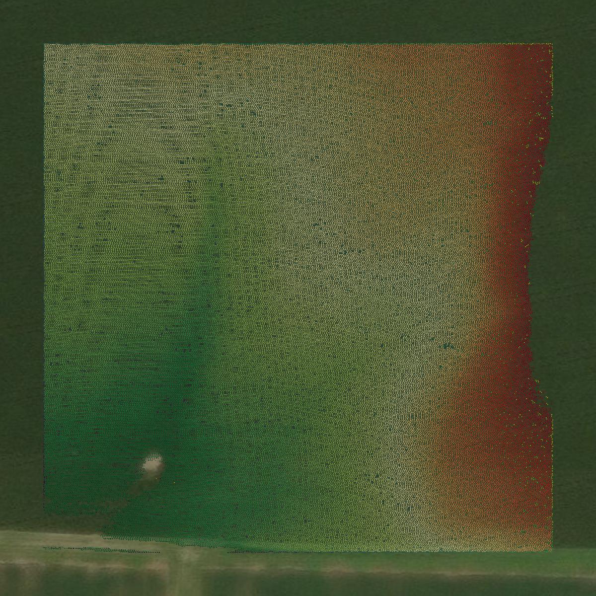 This image shows a LiDAR point cloud in Benton County created using GIS data in Equator.