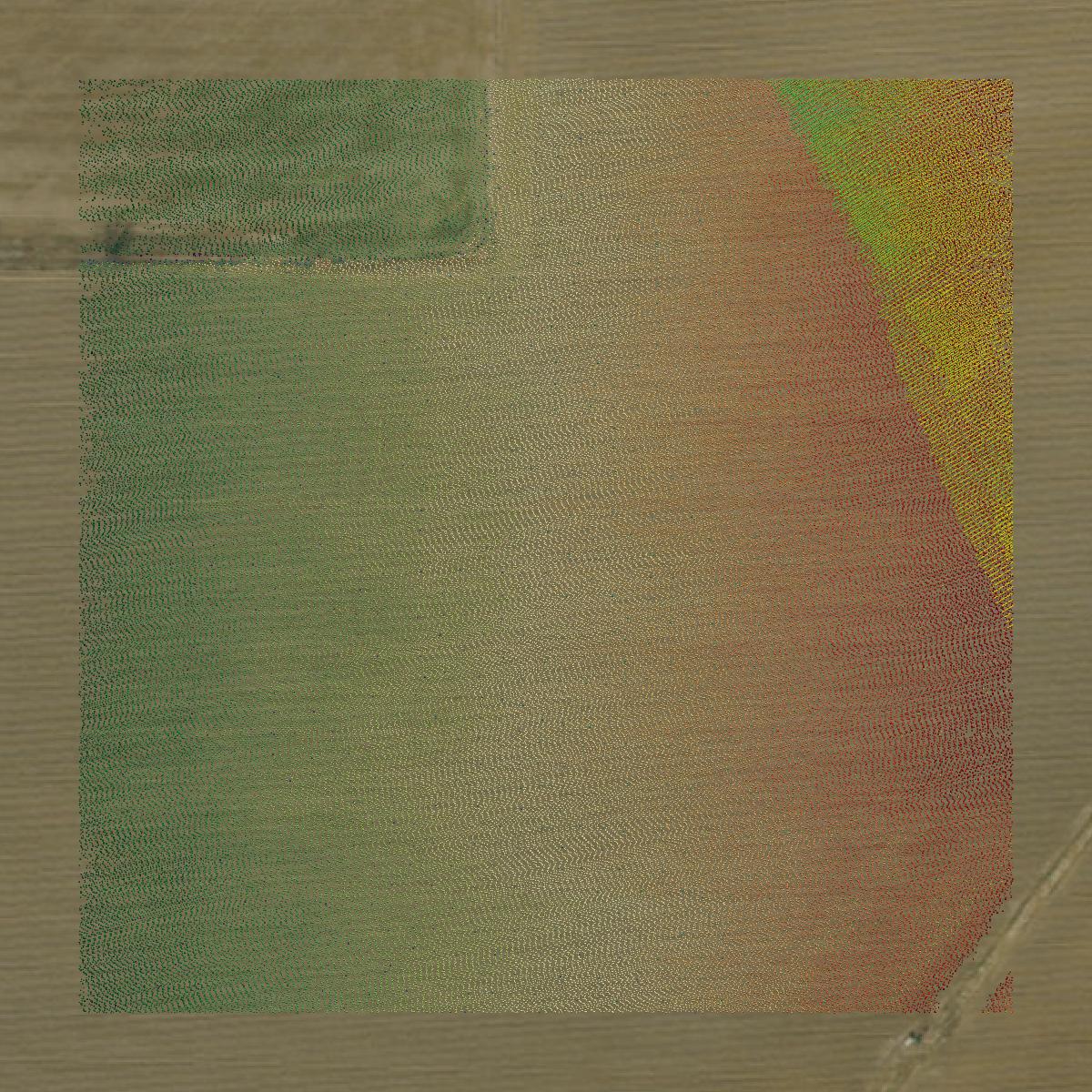 This image shows a LiDAR point cloud in Butler County created using GIS data in Equator.