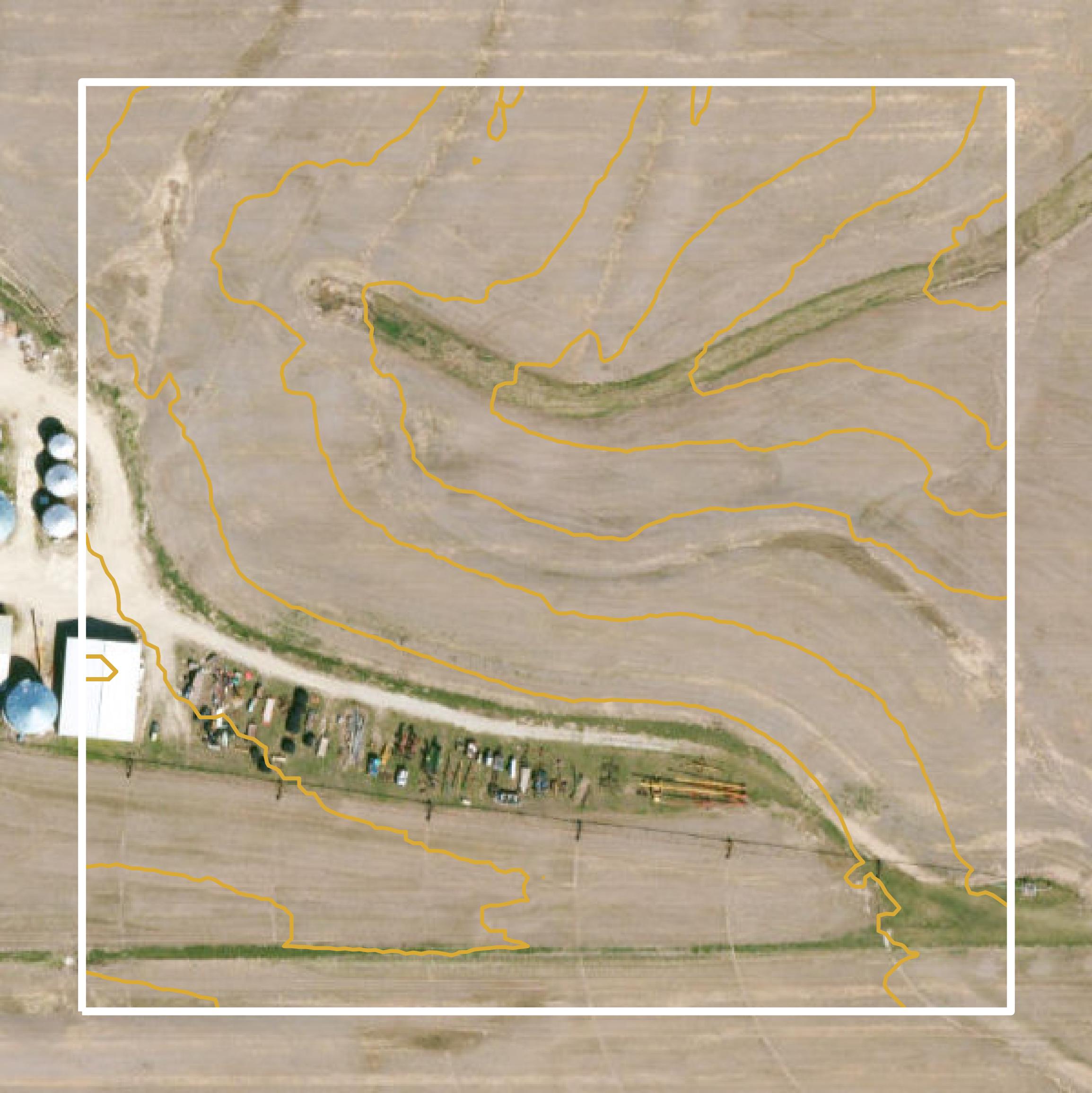 This image shows a contour map in Callaway County created using GIS data in Equator.