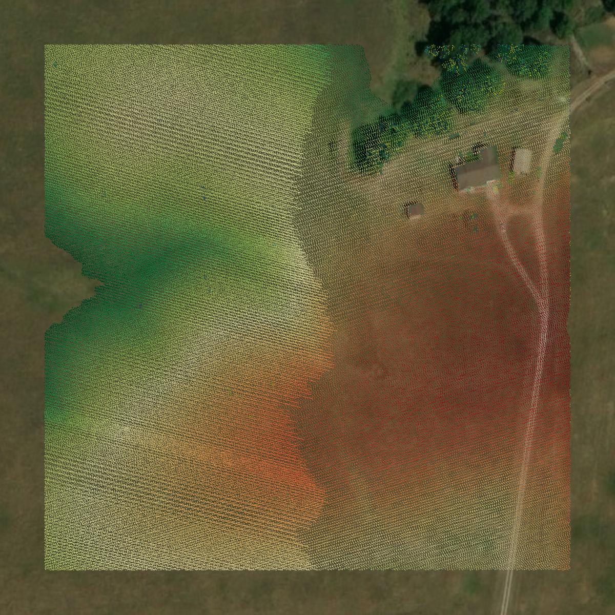 This image shows a LiDAR point cloud in Camden County created using GIS data in Equator.