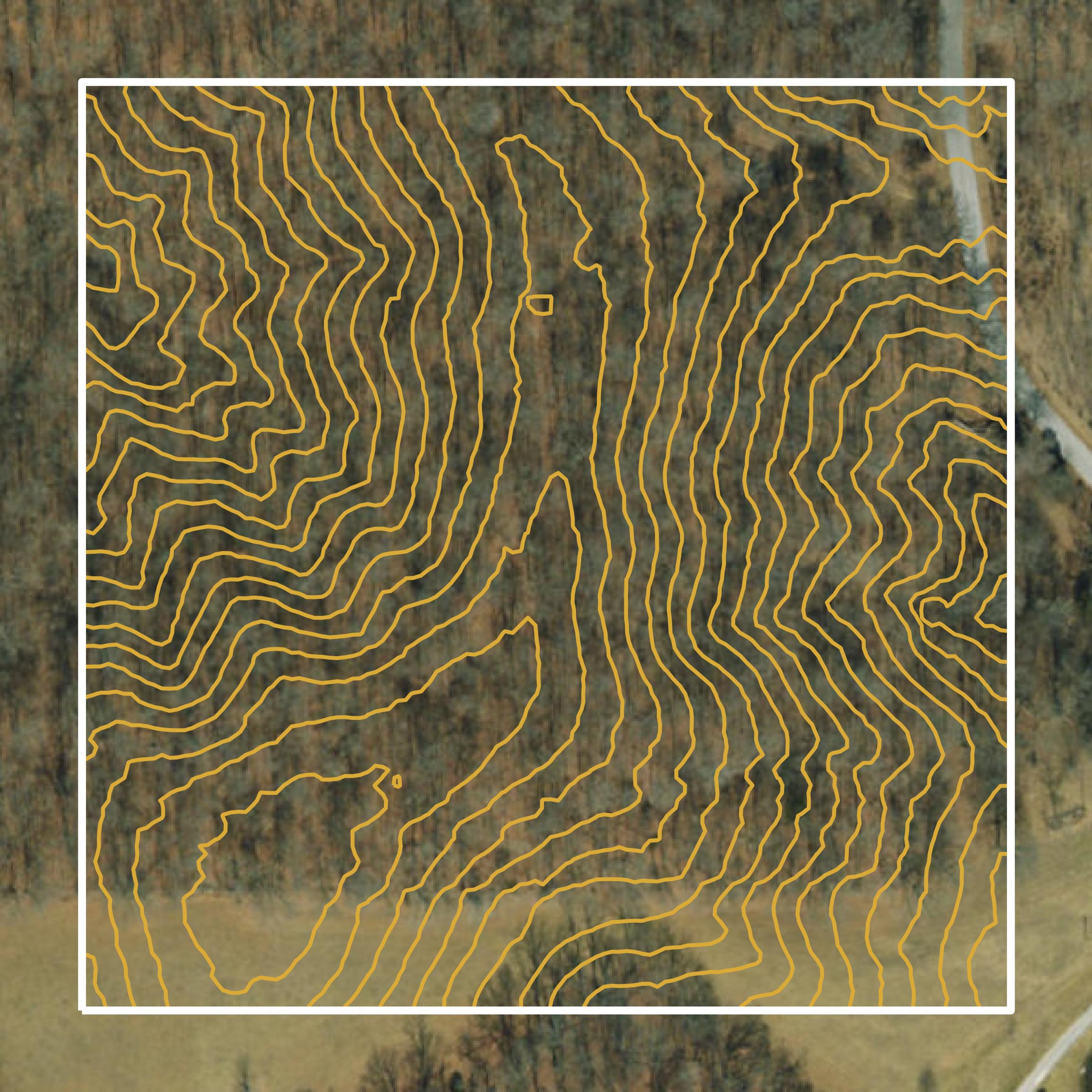 This image shows a contour map in Cape Girardeau County created using GIS data in Equator.