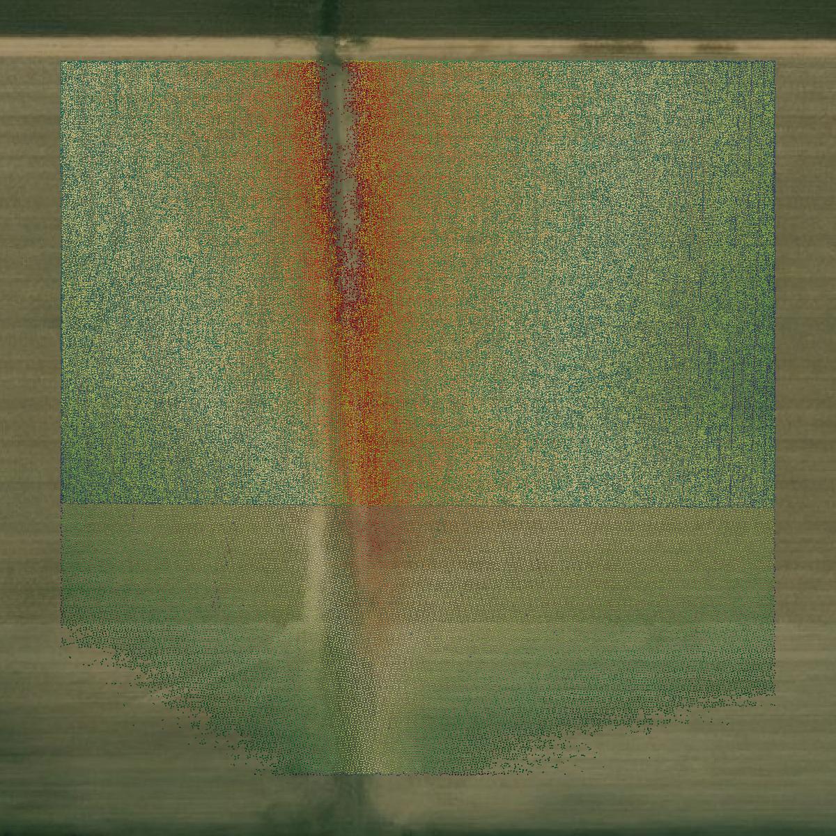 This image shows a LiDAR point cloud in Cape Girardeau County created using GIS data in Equator.