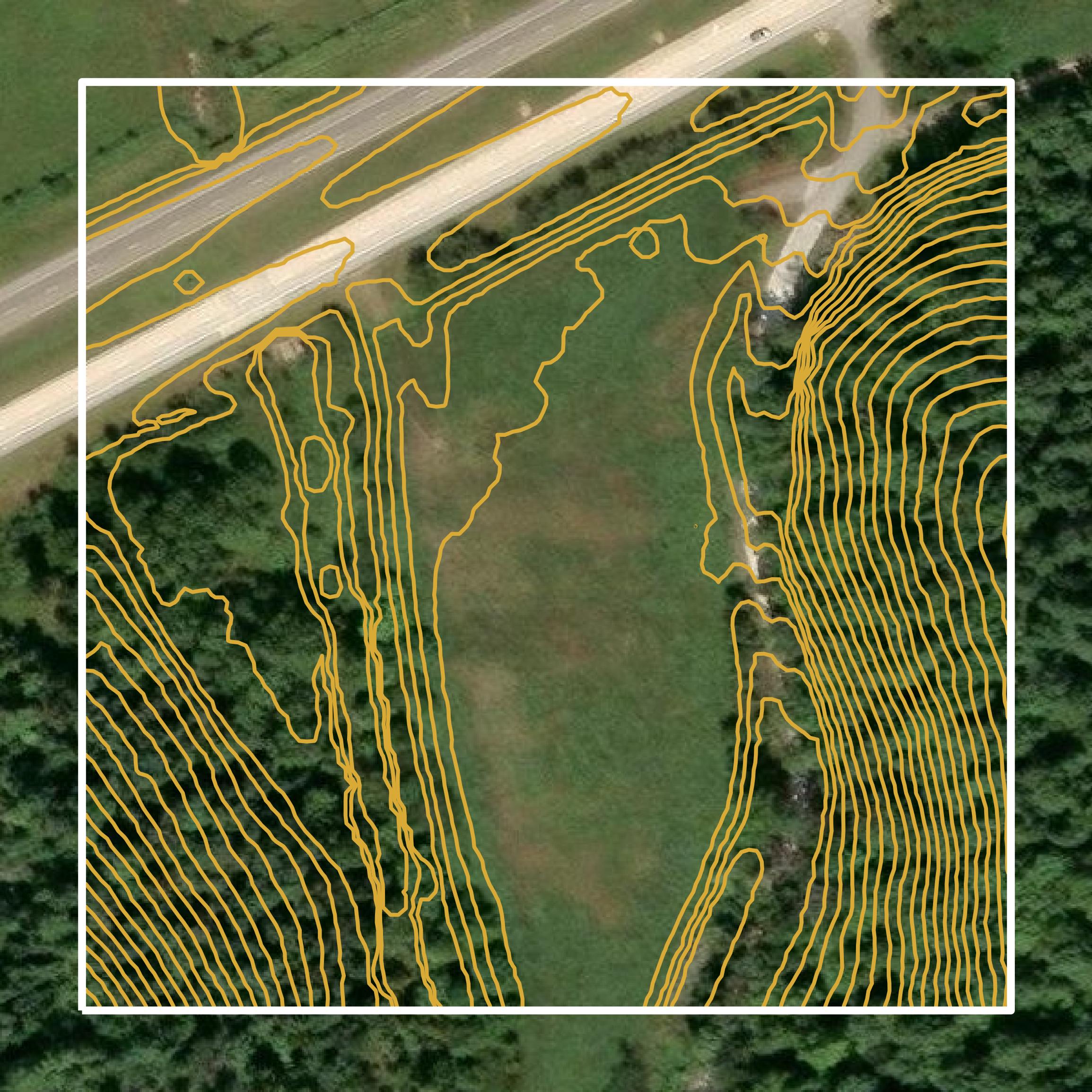 This image shows a contour map in Carter County created using GIS data in Equator.