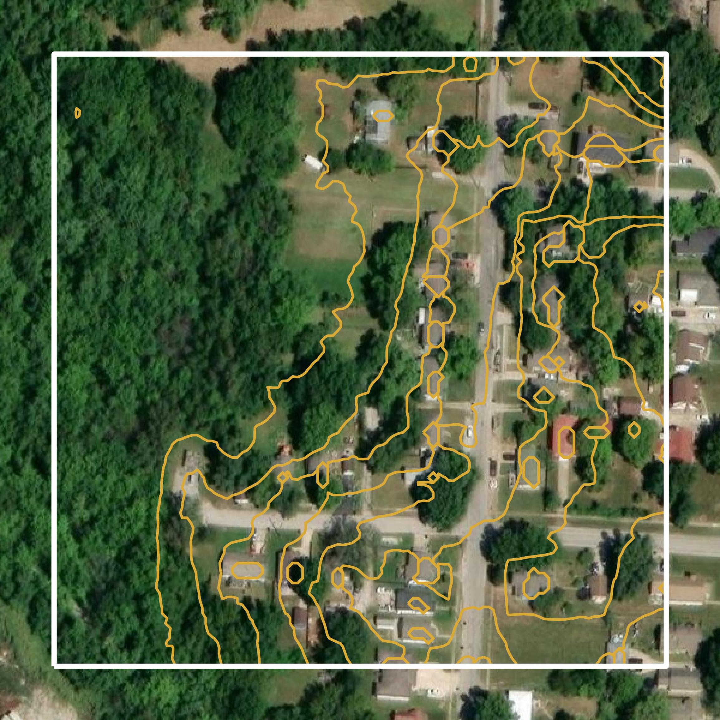 This image shows a contour map in Cass County created using GIS data in Equator.