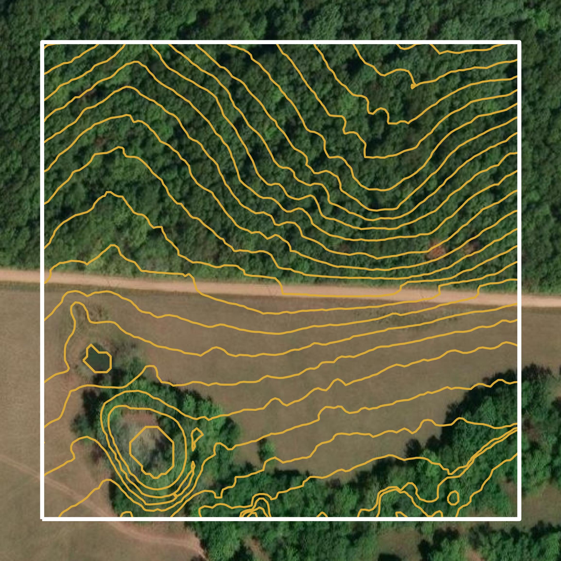 This image shows a contour map in Cedar County created using GIS data in Equator.