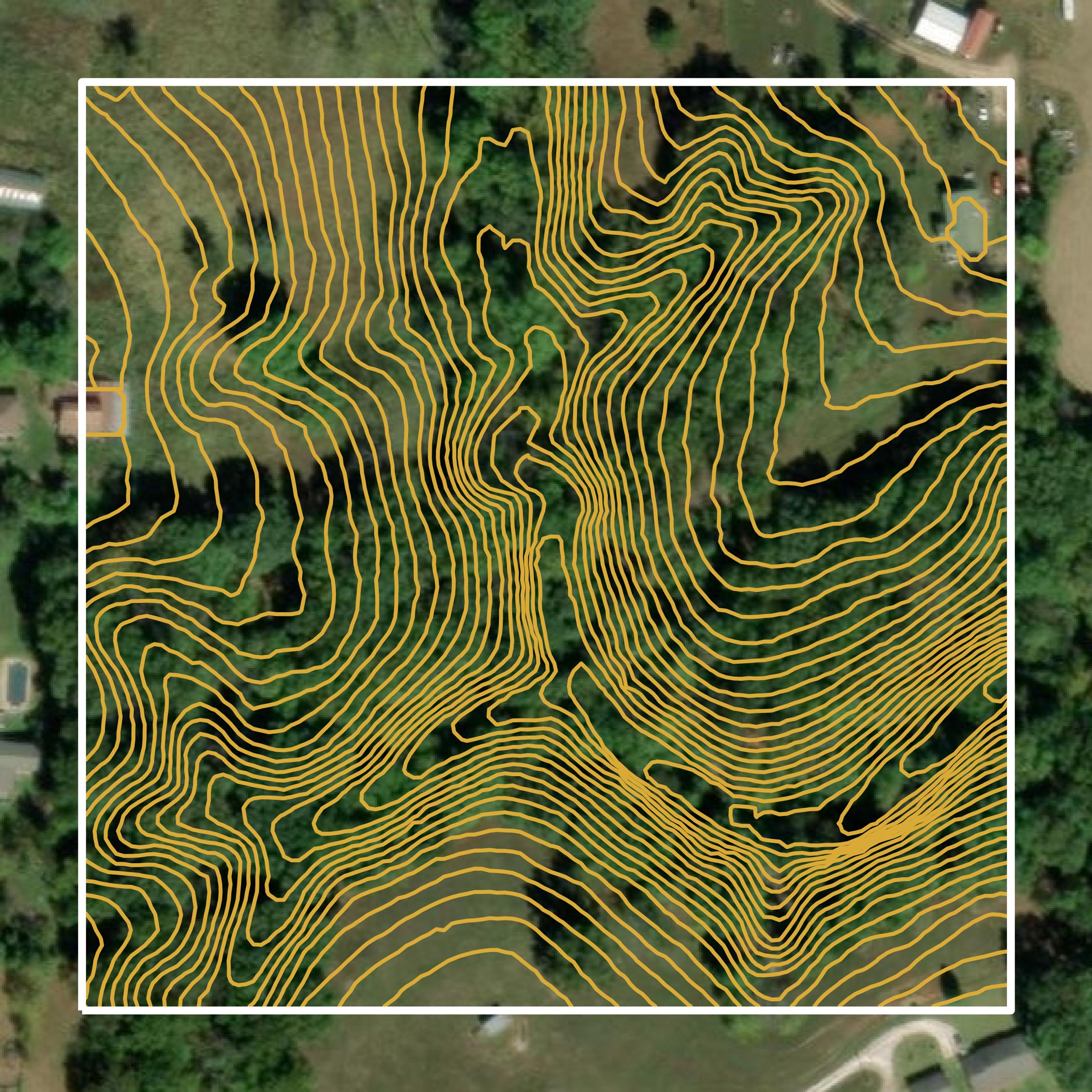 This image shows a contour map in Christian County created using GIS data in Equator.