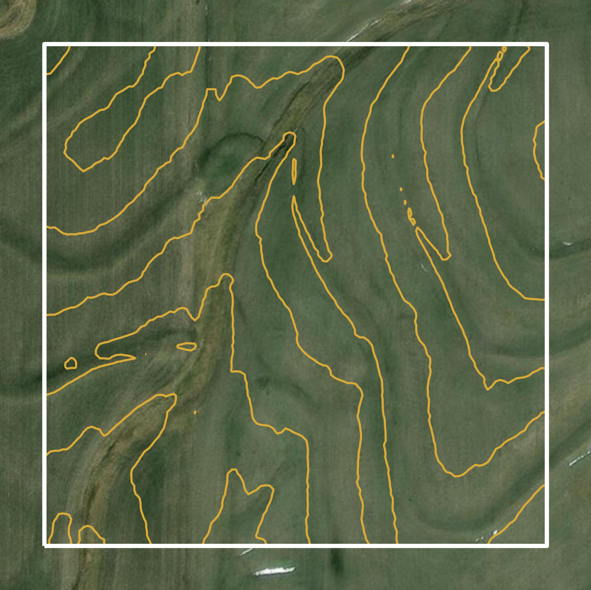 This image shows a contour map in Clinton County created using GIS data in Equator.