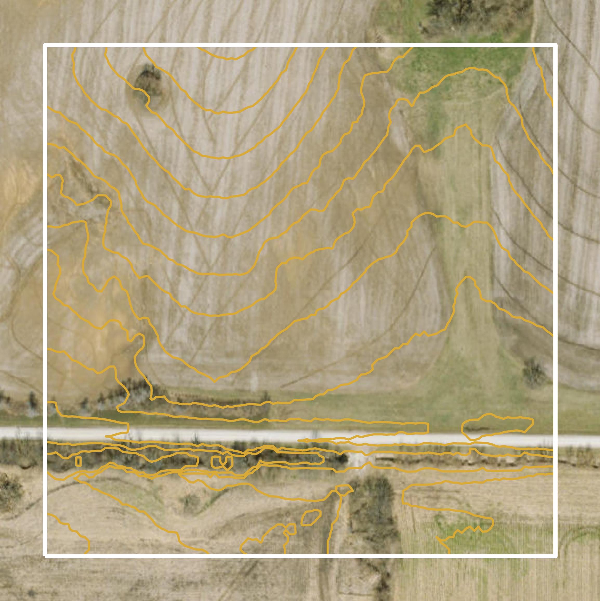 This image shows a contour map in Clinton County created using GIS data in Equator.