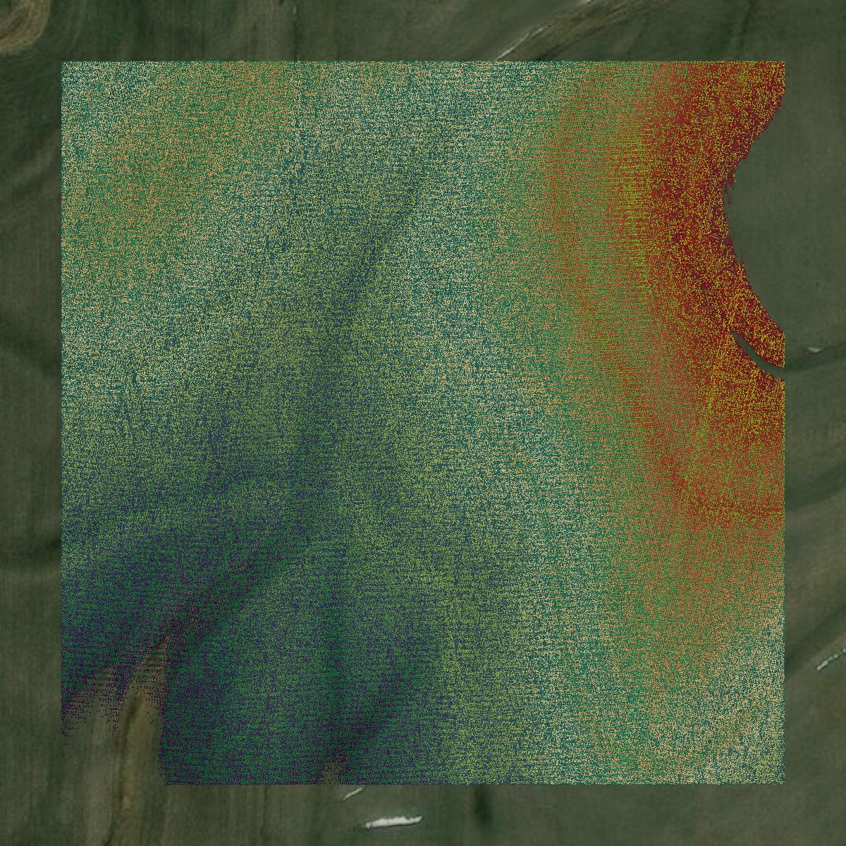This image shows a LiDAR point cloud in Clinton County created using GIS data in Equator.
