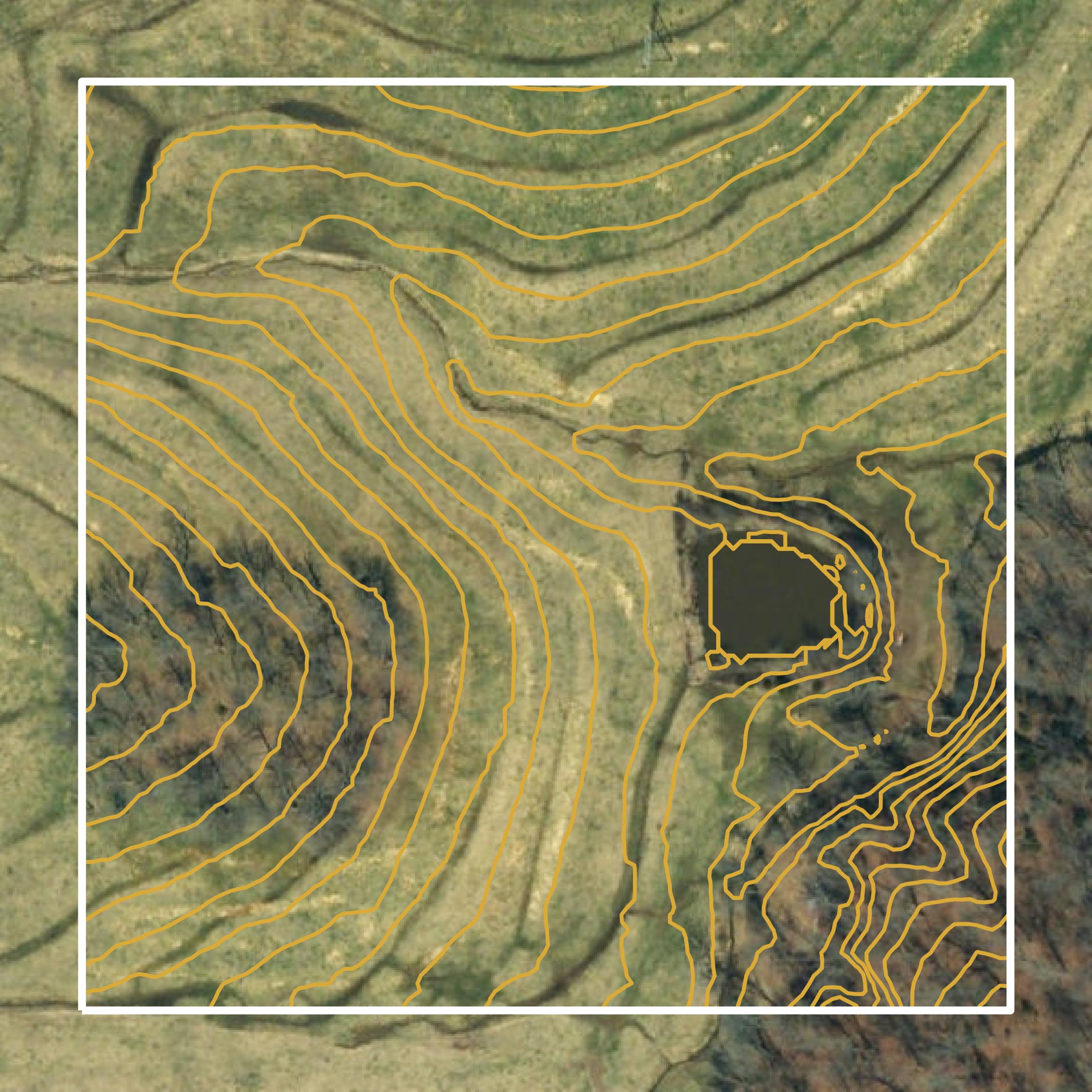 This image shows a contour map in Cole County created using GIS data in Equator.