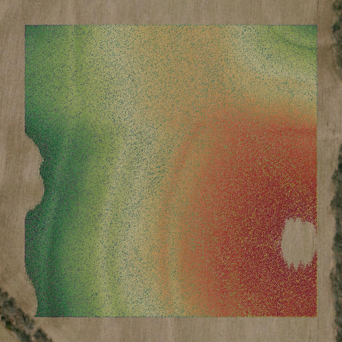 This image shows a LiDAR point cloud in Cooper County created using GIS data in Equator.