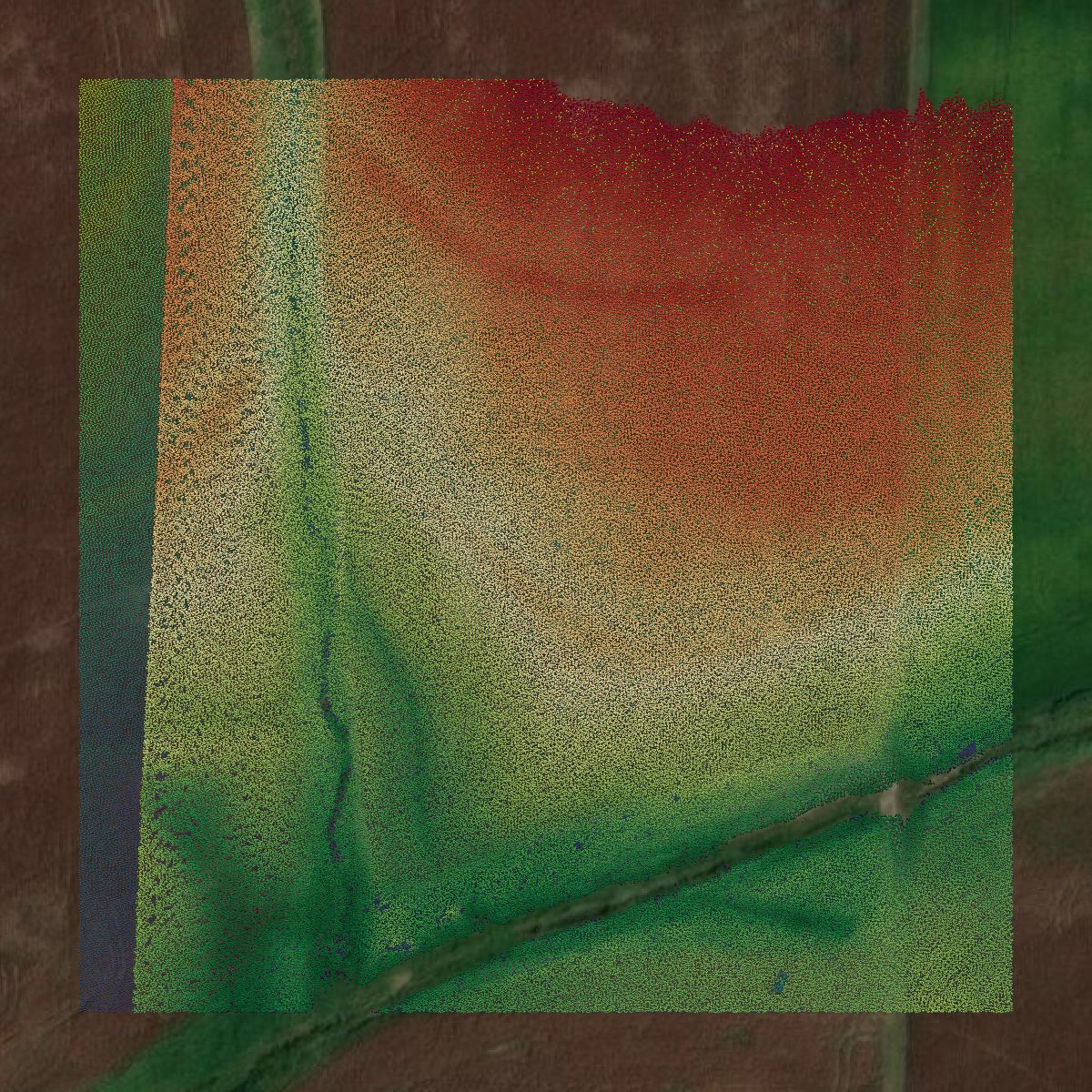 This image shows a LiDAR point cloud in Dade County created using GIS data in Equator.