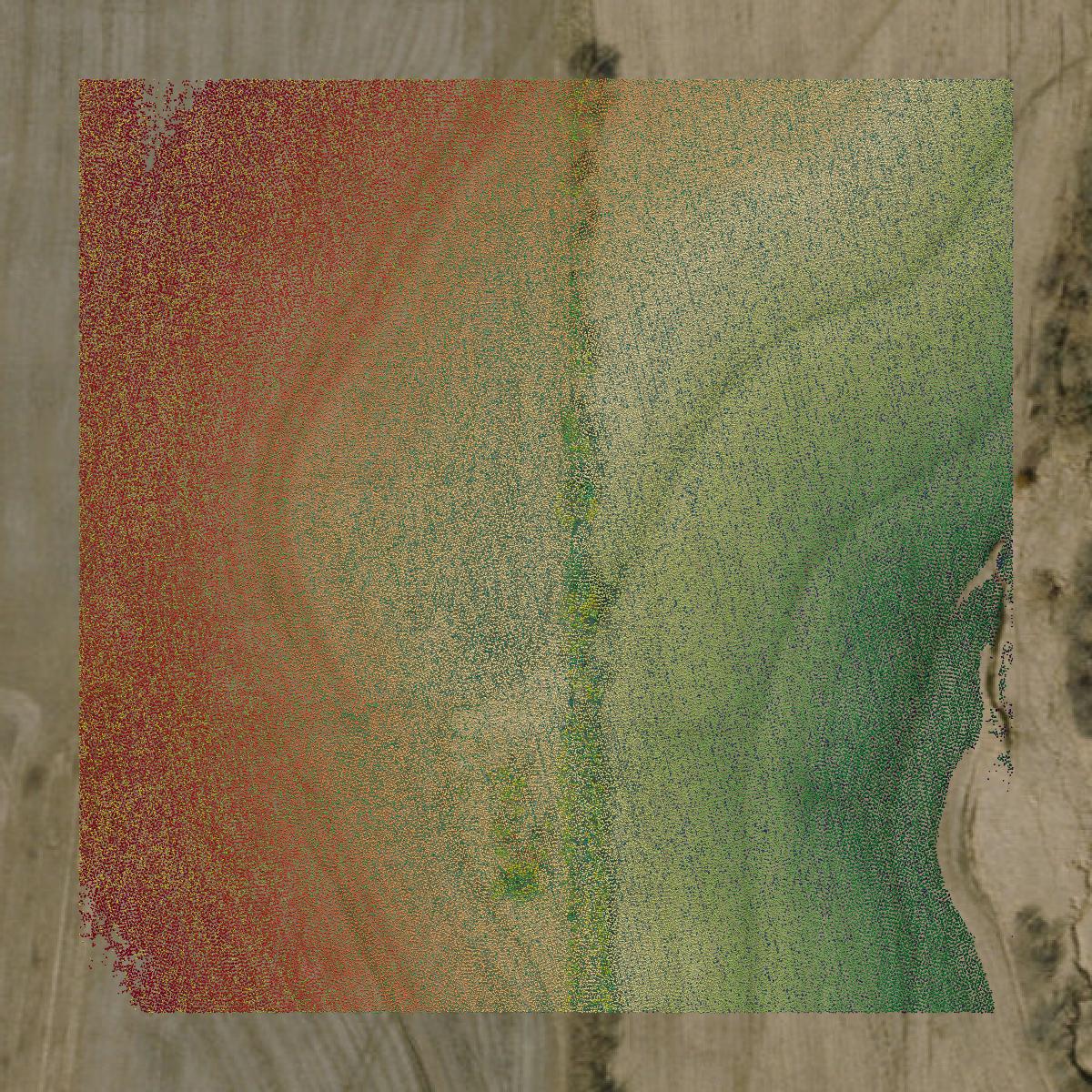 This image shows a LiDAR point cloud in Daviess County created using GIS data in Equator.
