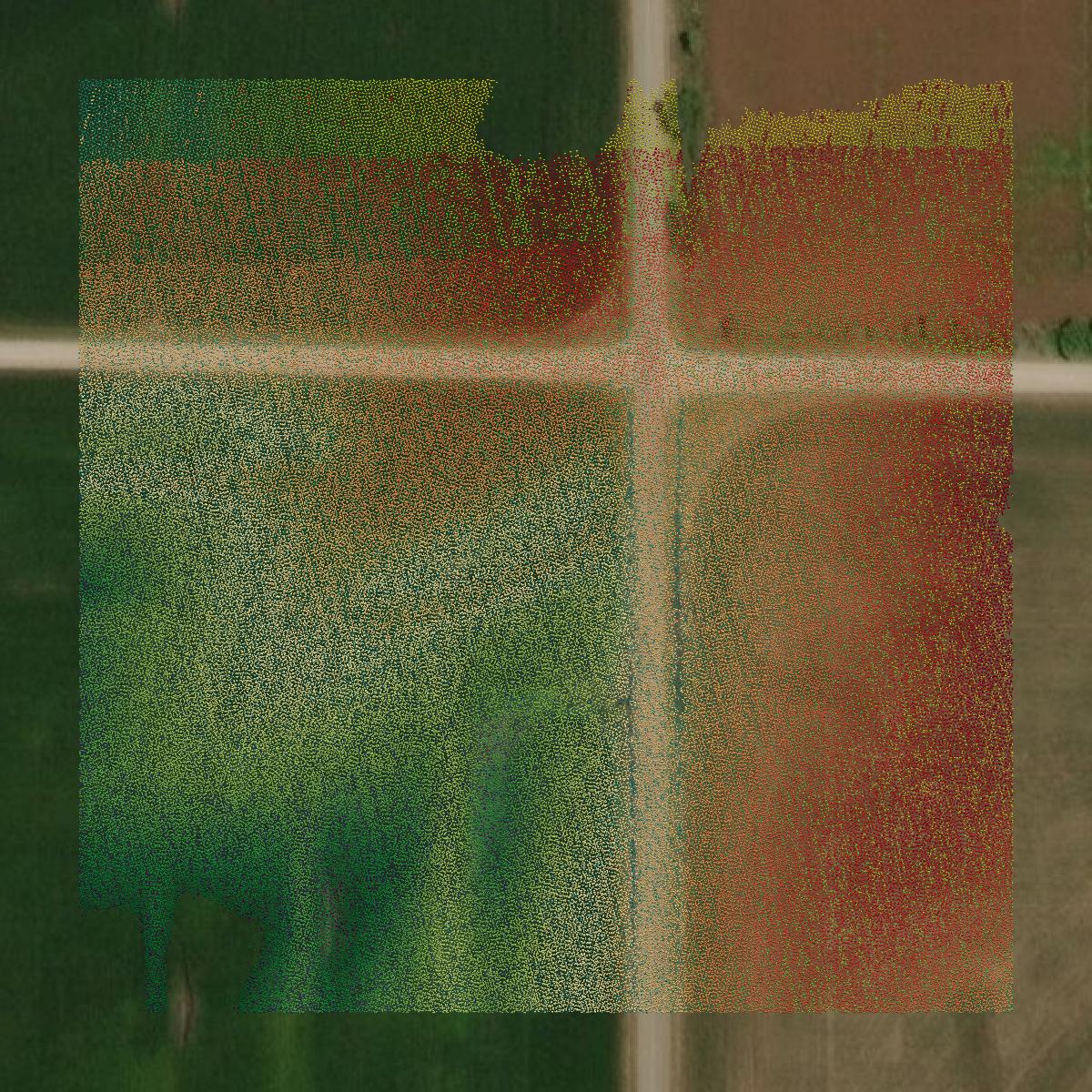 This image shows a LiDAR point cloud in Daviess County created using GIS data in Equator.