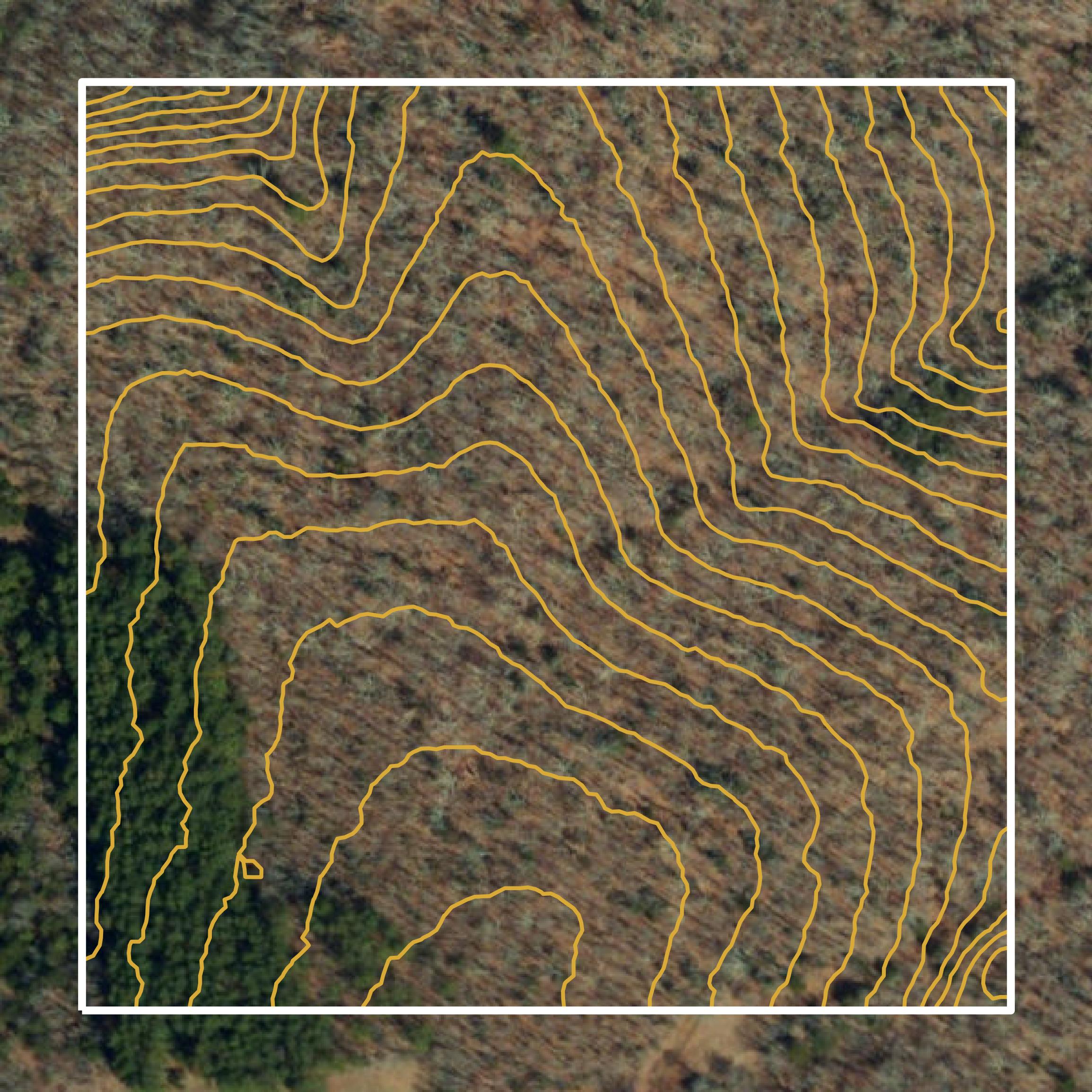 This image shows a contour map in Dent County created using GIS data in Equator.