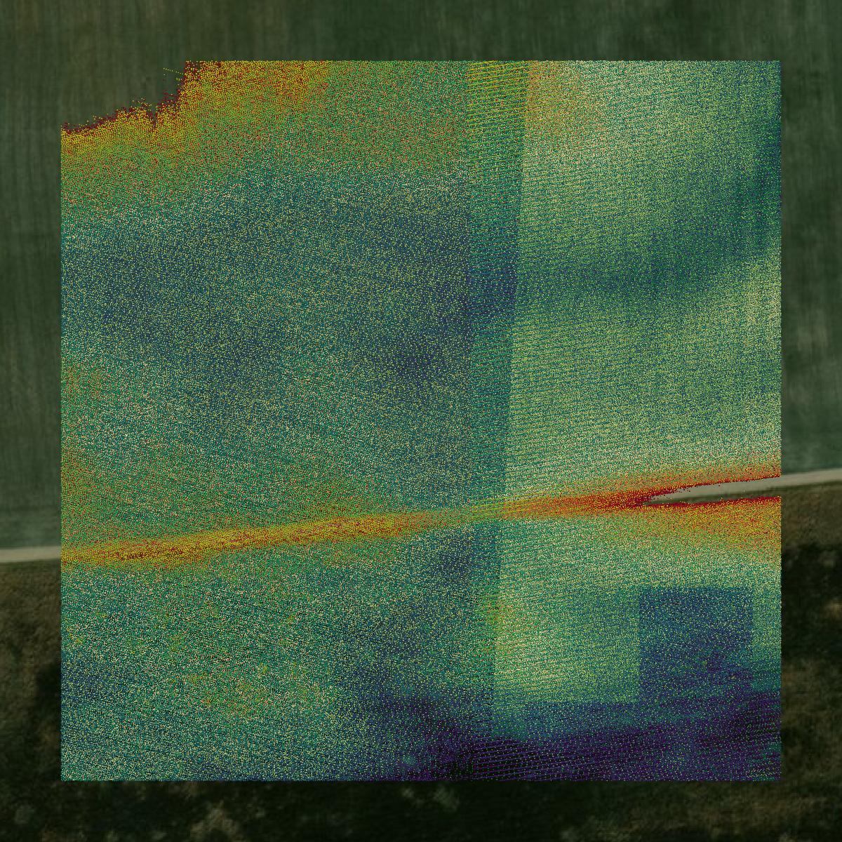 This image shows a LiDAR point cloud in Franklin County created using GIS data in Equator.