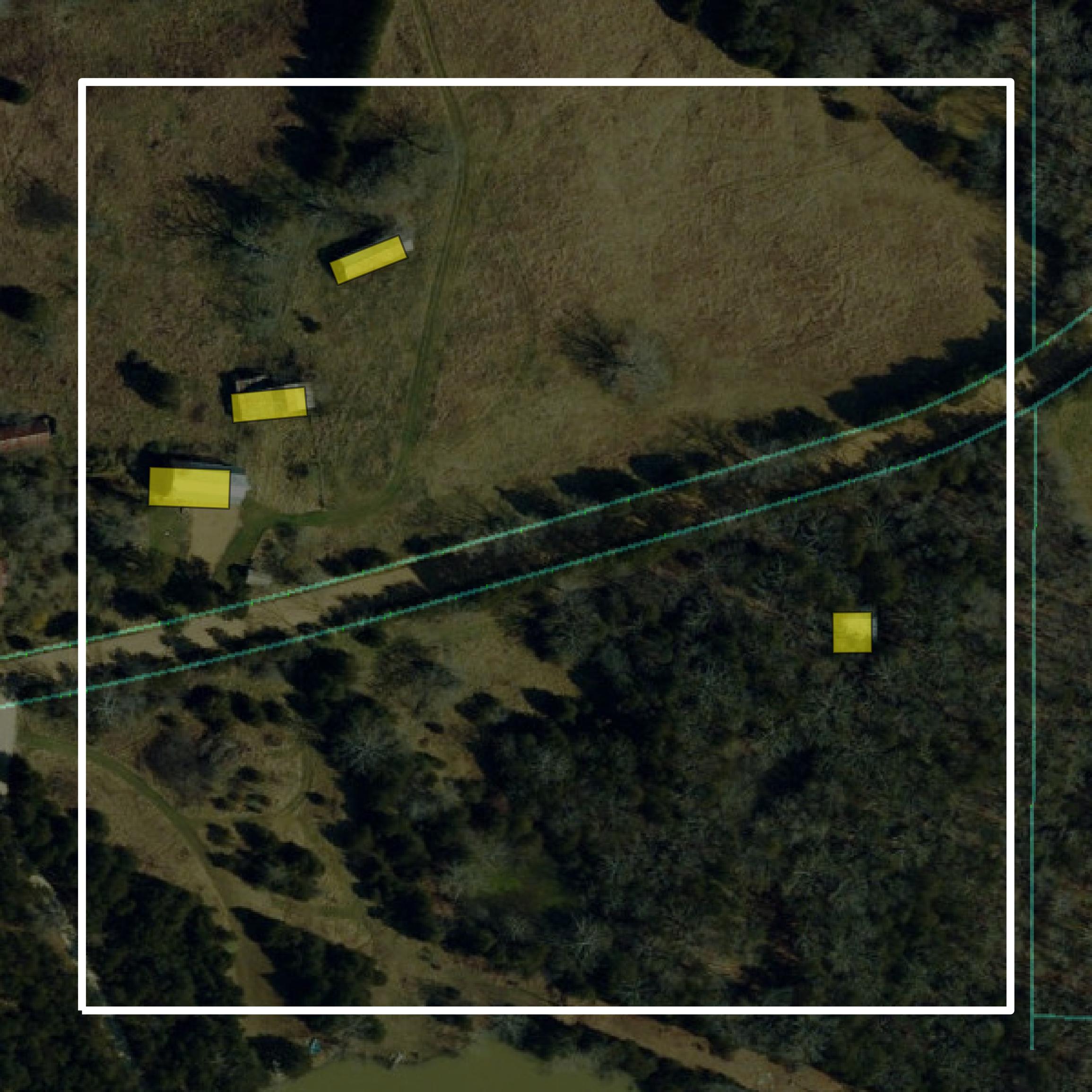 This image shows parcel and building data in Gasconade County created using GIS data in Equator.