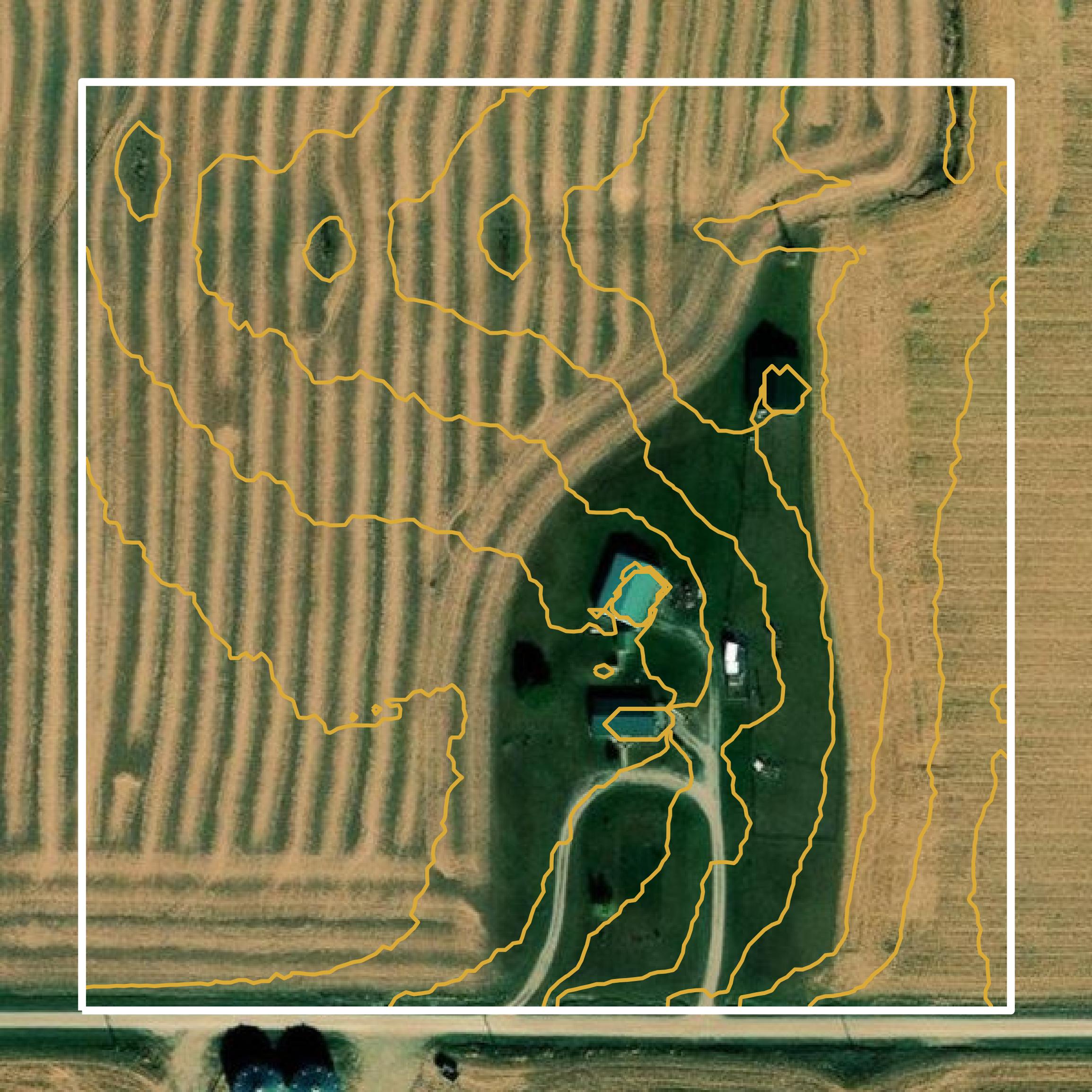 This image shows a contour map in Gentry County created using GIS data in Equator.